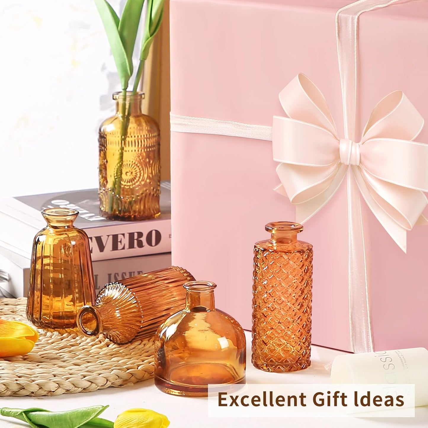 Glass Bud Vases,Small Vase for Flower,Vases for Centerpieces,Vintage Mini Vases for Wedding Decor,Home Table Decorations Diffuse Bottles,Ideals for Gifts(Pack of 30,Dark Brown)