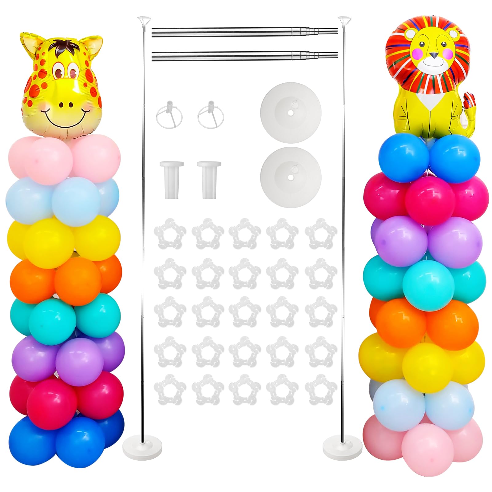 Voircoloria Balloon Stand Kit Set of 2, 7FT Adjustable Height Balloon Column Kit for Floor with