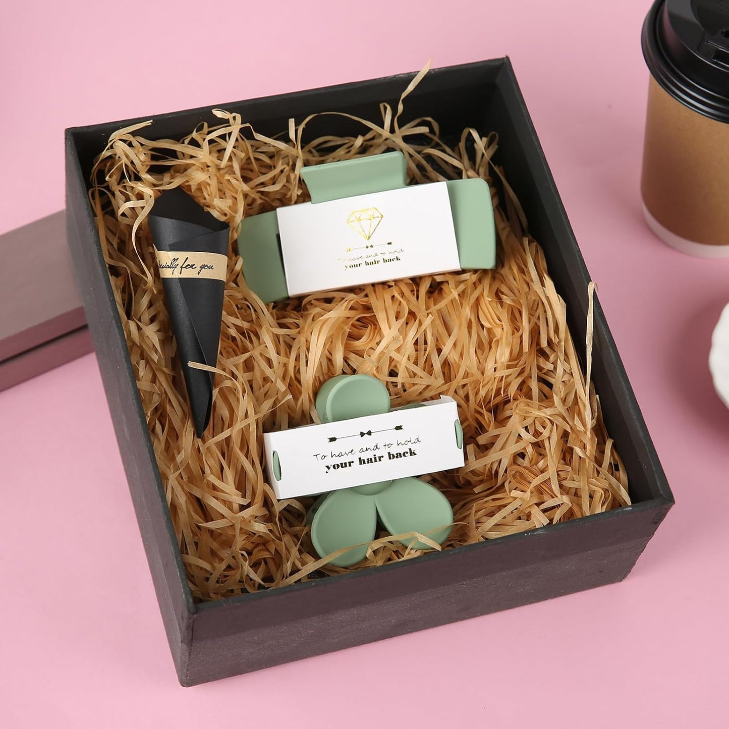 12pcs Bridesmaid Proposal Gifts 4.1inch square Bachelorette Claw Clips Sunglasses set of 12 Girls Trendy Cute Hair Clips for Wedding Party Favors(White&Sage Green 12pcs)