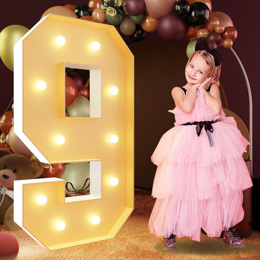 imprsv 4FT Marquee Numbers, Light Up Numbers 9 for 19th Birthday Decorations, Large Light Up 9 Anniversary Party Deco, Pre-Cut Foam Board Kit