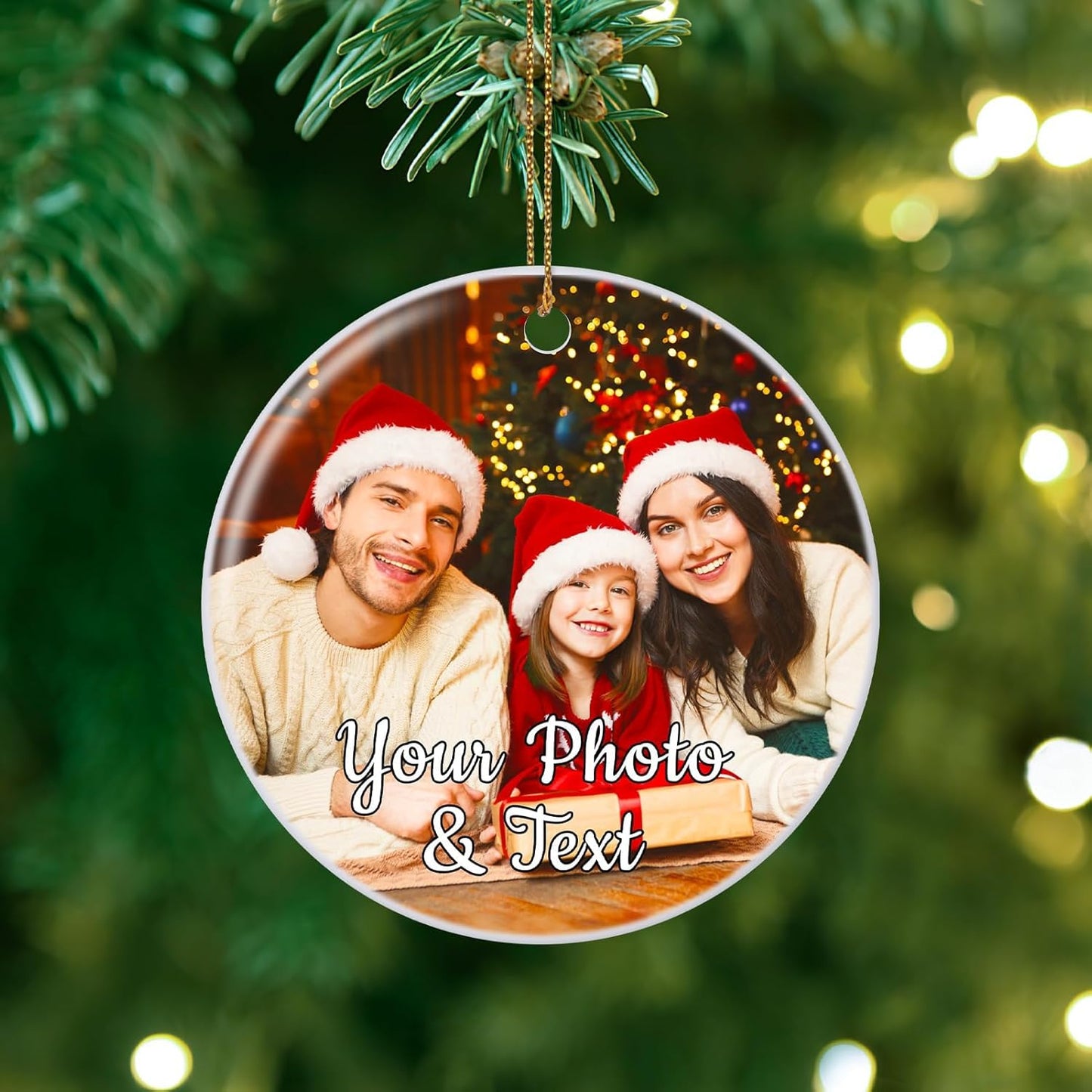 Personalized Christmas Ornaments 2025, Custom Photo Text Hanging Ornament Picture Ornaments for Christmas Tree Decorations, Baby Shower, Engagement, Wedding, Anniversary
