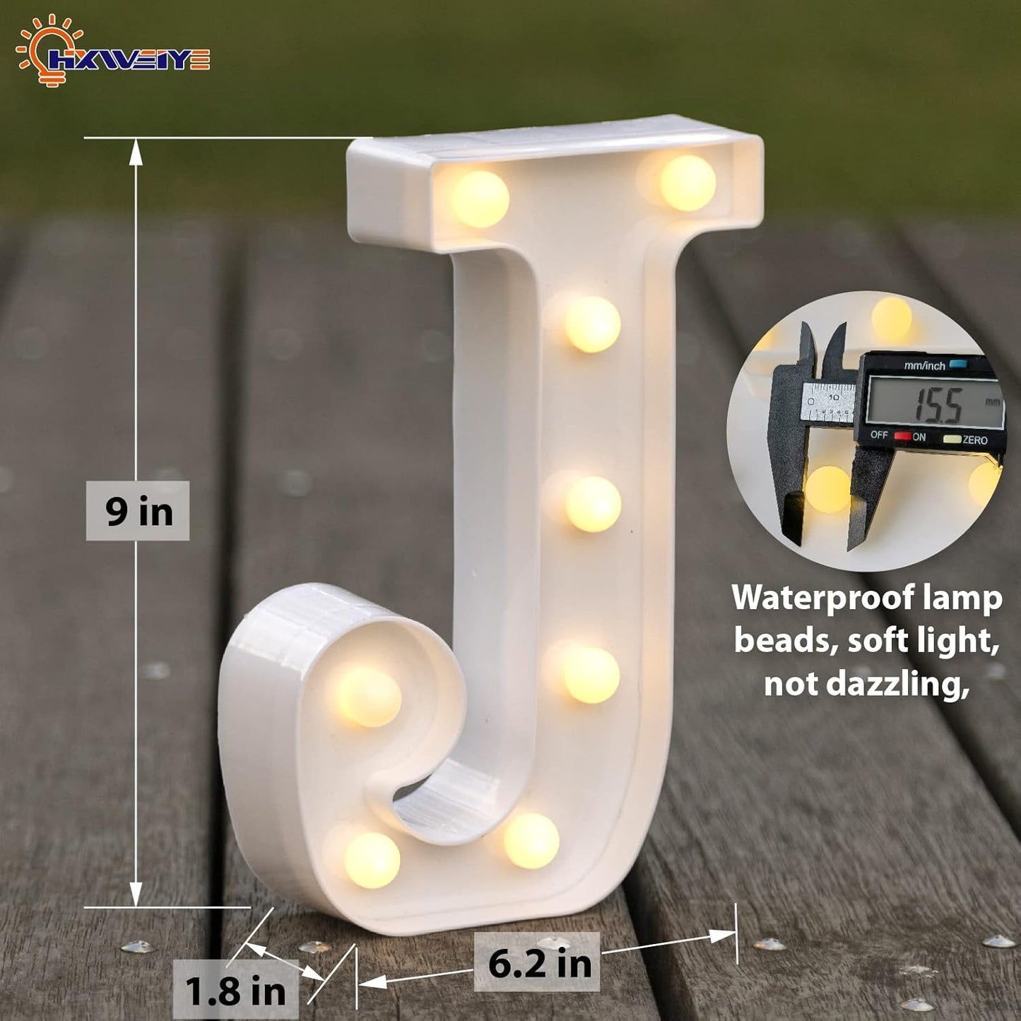 HXWEIYE LED Marquee Letters Lights Sign - J, 26 Alphabet & Number 0-9 Warm White Led Letters for Bar Party Birthday Home Wedding Decor