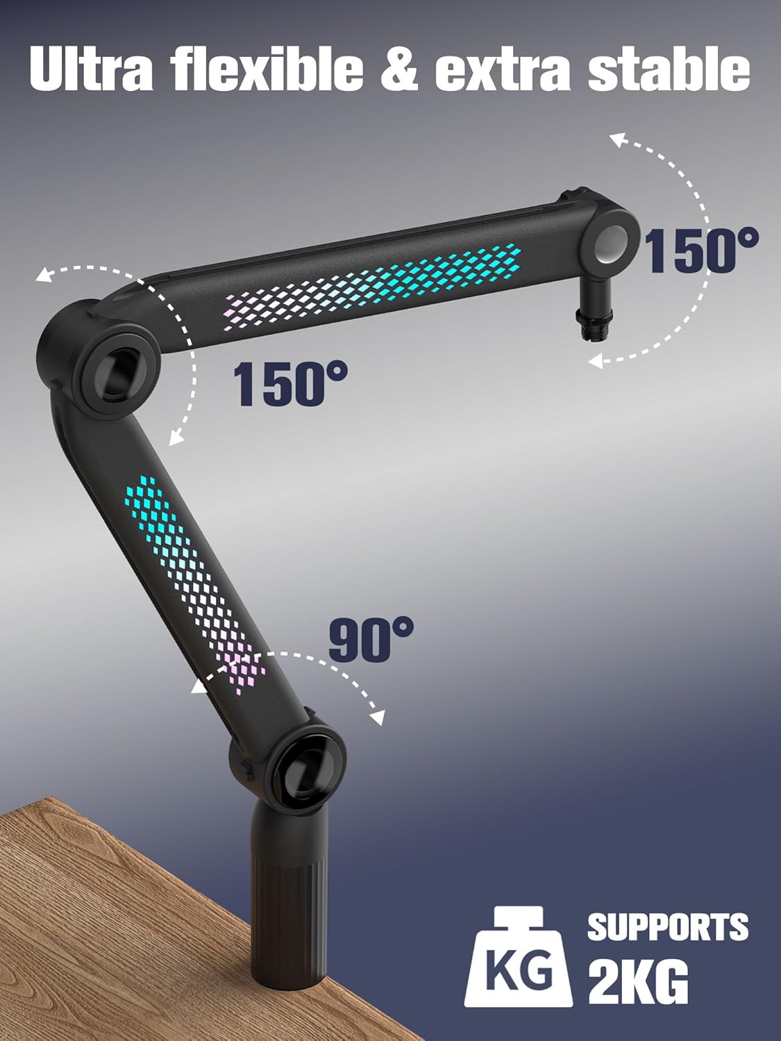 SUNMON RGB Mic Arm ??Adjustable Boom Arm with Rhythm RGB Lighting for Blue Yeti, HyperX QuadCast, Rode, Fifine AM8, and More ??Perfect for Podcasting, Streaming, and Gaming