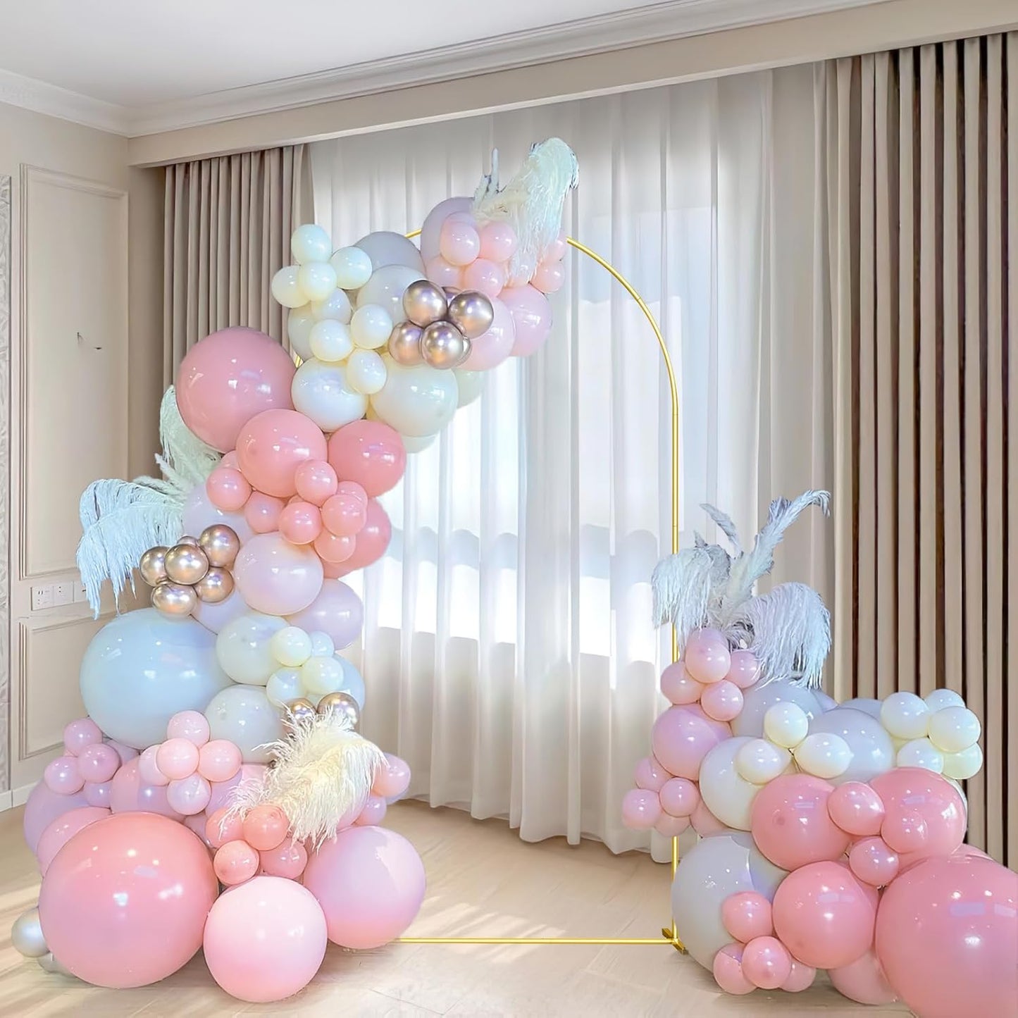 Wedding Arch Backdrop Stand 6FT Gold Wedding Balloon Arched Backdrop Stand Square Arch Frame for Birthday Party Bridal Baby Shower Ceremony Decoration, ZG02-3