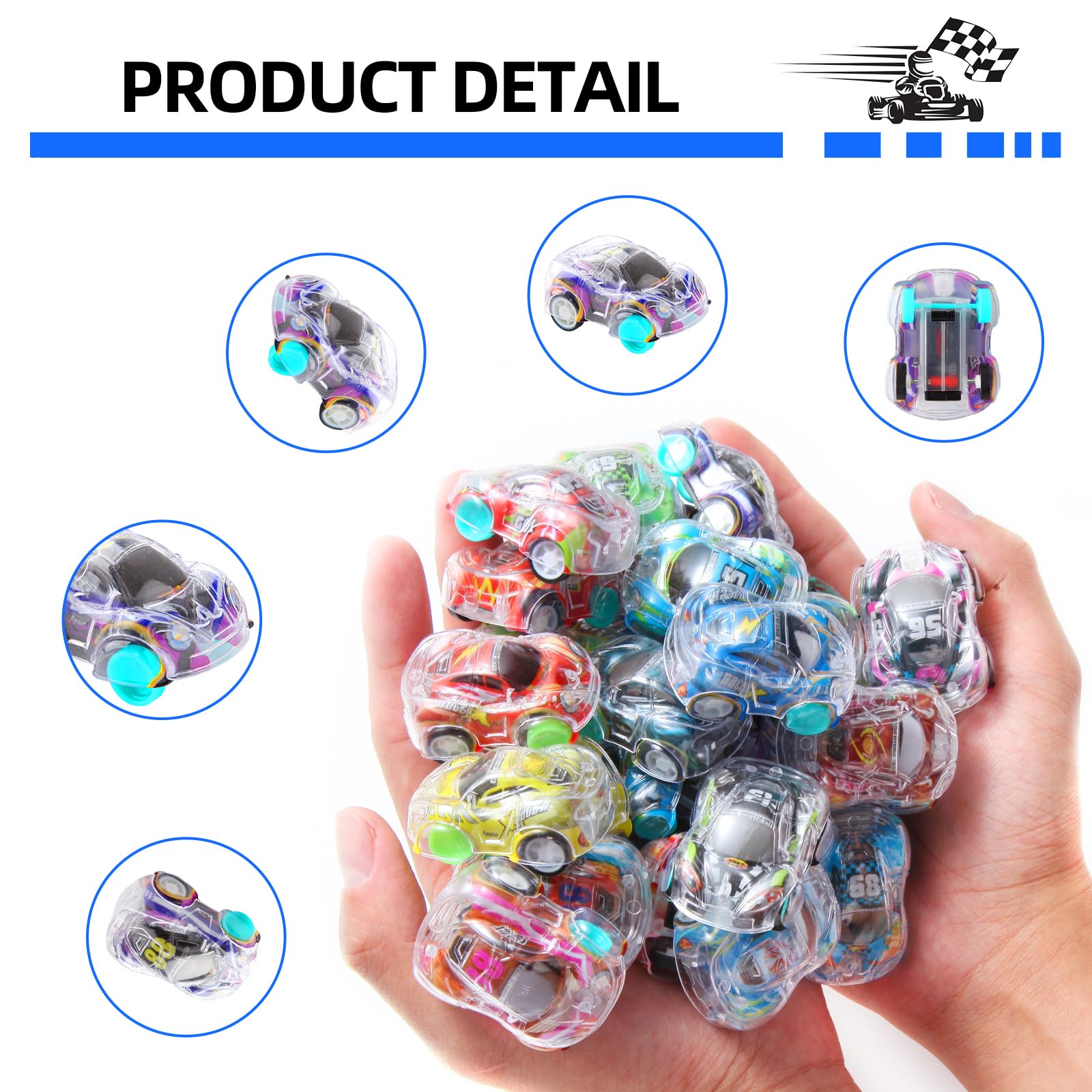 Benzem 50 Pcs Mini Pull Back Cars Set, Pull Back Racing Vehicles for Kids Toddlers, Bulk Toys Party