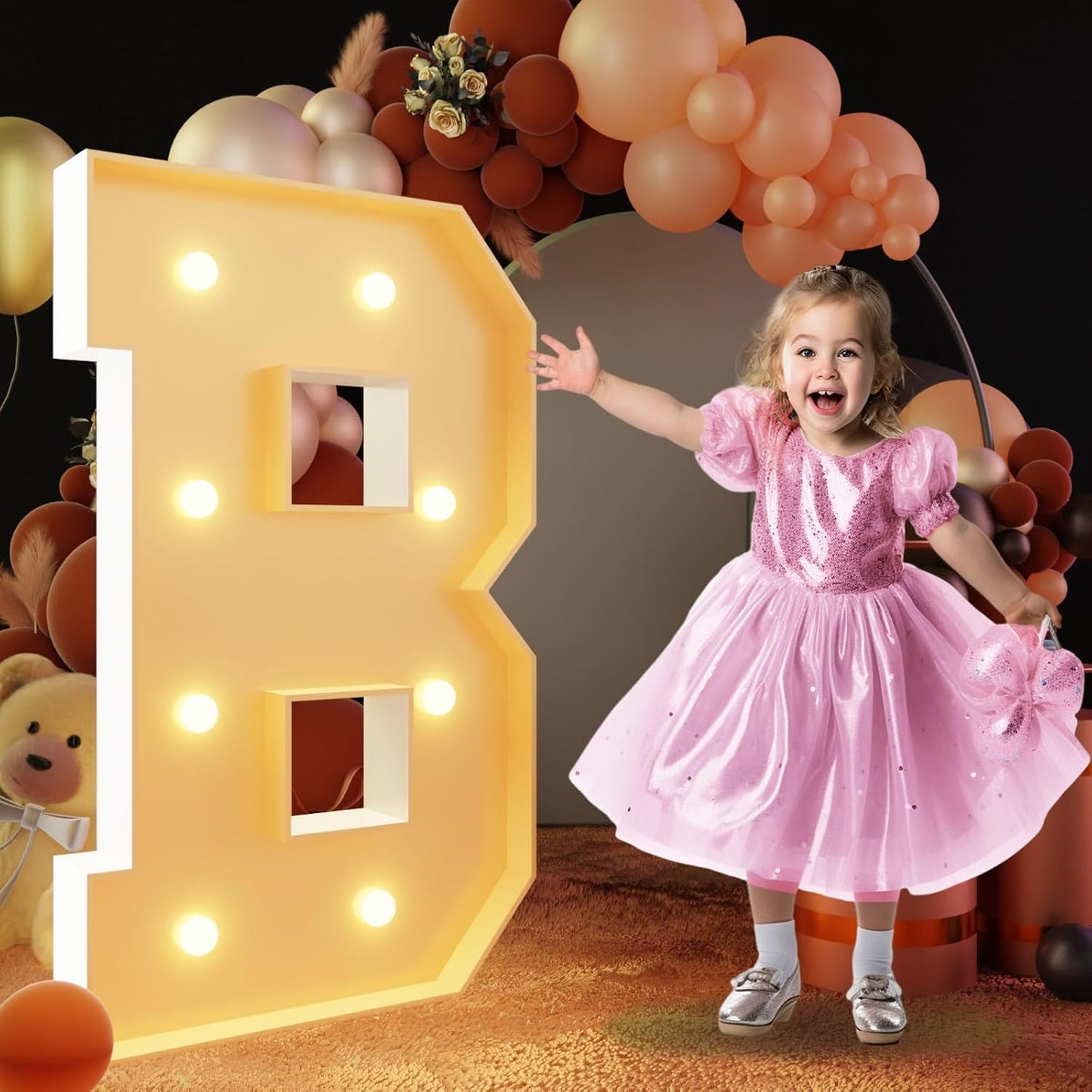 imprsv Marquee Letter B, 3FT Block Craft Kit for Party Decorations, Large Light Up Letters for Wedding, Baby Shower, Engagement Party Decorations