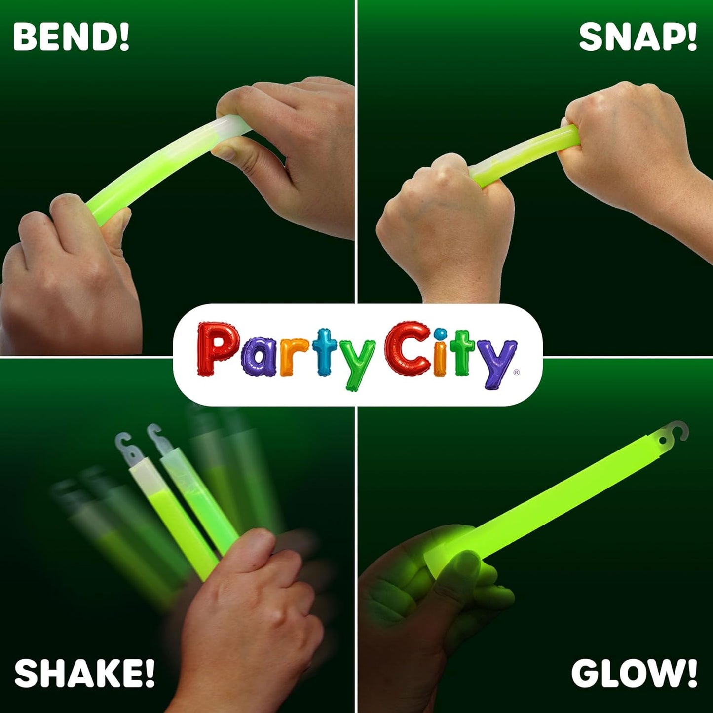 Party City Green Glow Sticks Bulk Pack 6”- 25pk Glow in the Dark Sticks for Kids, Waterproof Camping Survival Ultra Bright Emergency Light Stick with String, Neon Glowsticks Party Supplies Favors