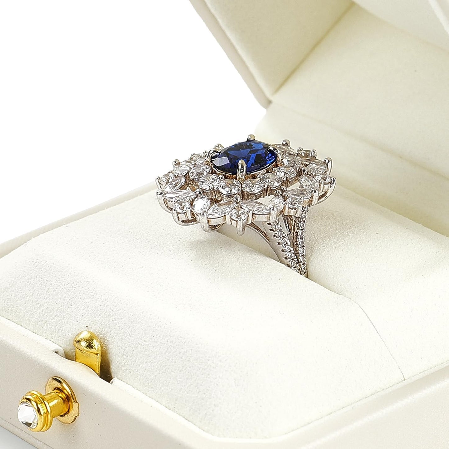 Oirlv Luxury Leather Ring Box for Jewelry Gift Octagon Women Ring Holder for Wedding Day, Proposal, Engagement, Anniversary(White,Single)