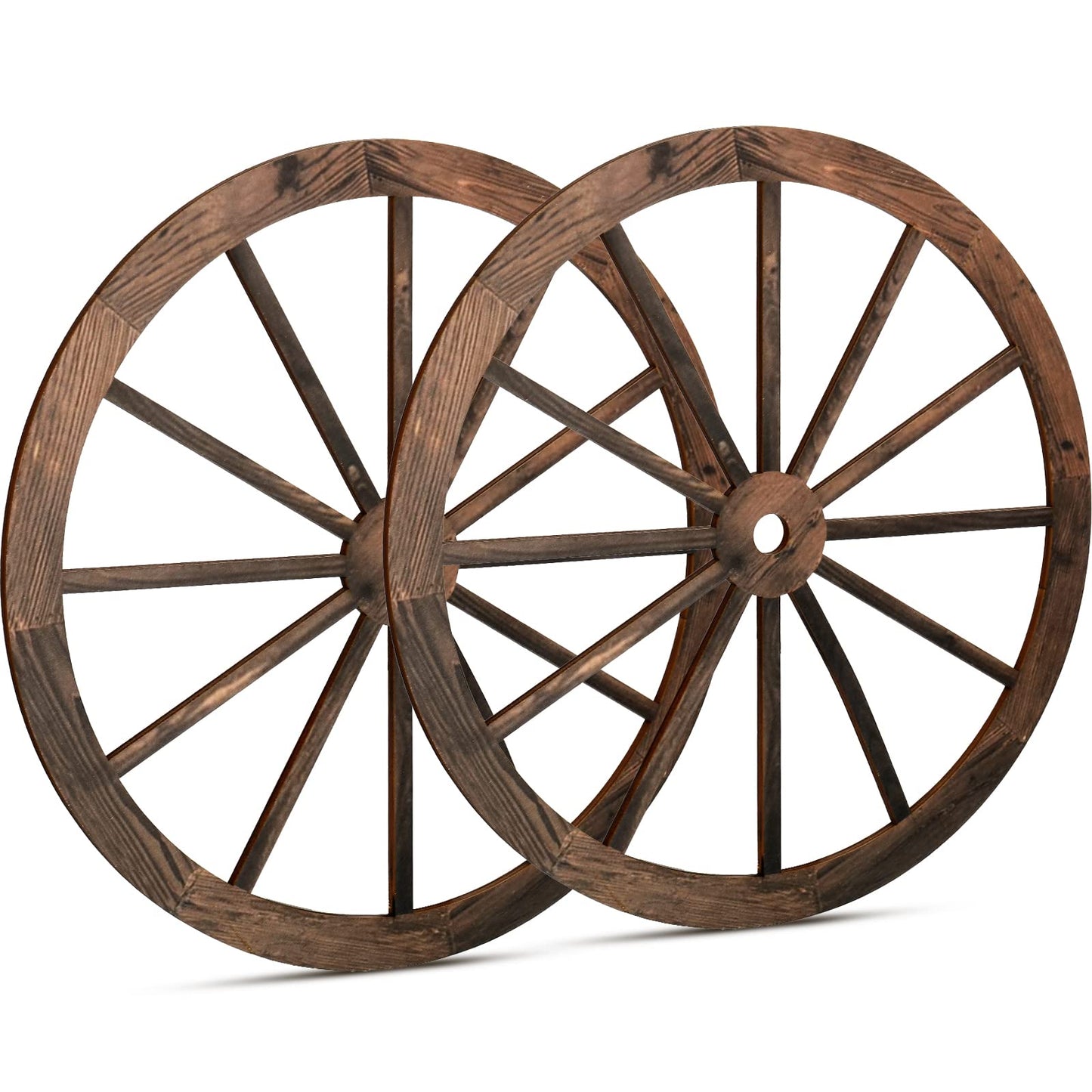 Qunclay 2 Pcs 12 Inch Wooden Wagon Wheel Decor, Western Rustic Decorations