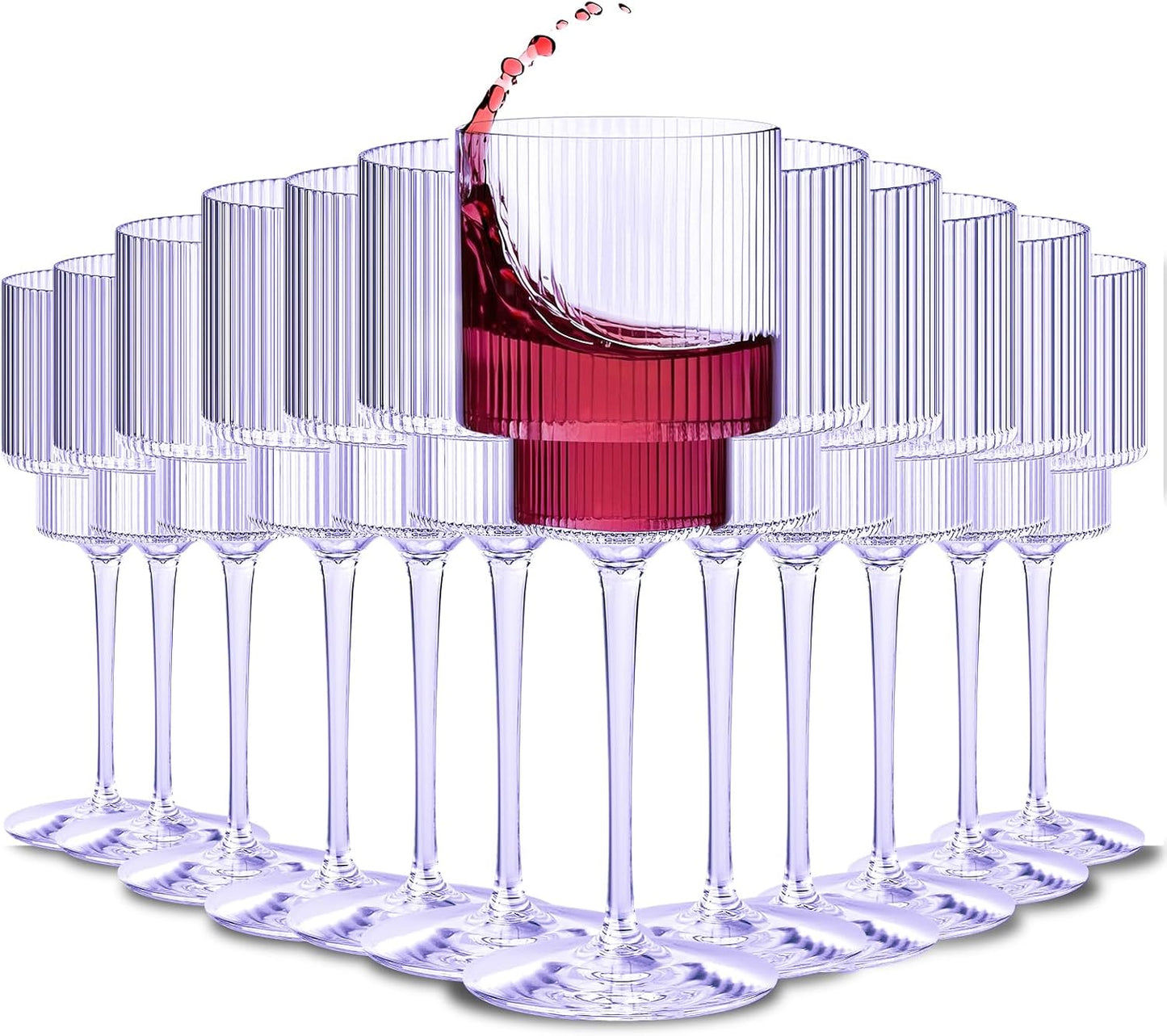 Plastic Goblets Wine Glasses - 12Oz Acrylic Wine Glasses Origami Unbreakable Clear Plastic Cocktail Glasses Recyclable Shatterproof Reusable Wine Cups for Parties & Weddings (Purple 1)