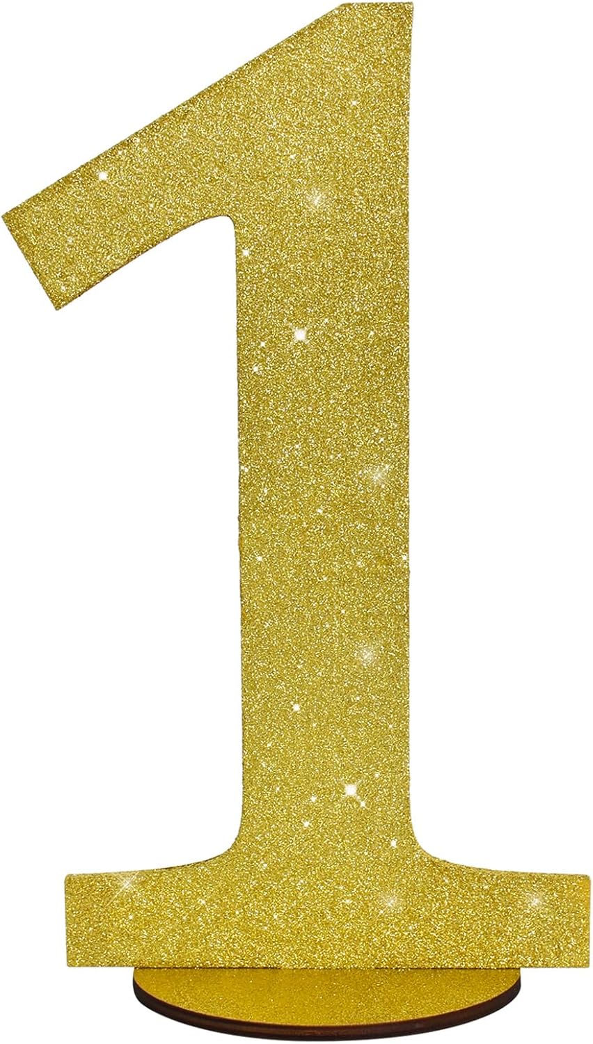 TONIFUL 11.8 Inch Gold Glitter Numbers Table Centerpieces 0-9 Birthday Party Decorations,Shining Gold Digital 1 for Birthday Party,Wedding,Bridal Shower,Engagement,Photo Shoot,Anniversary