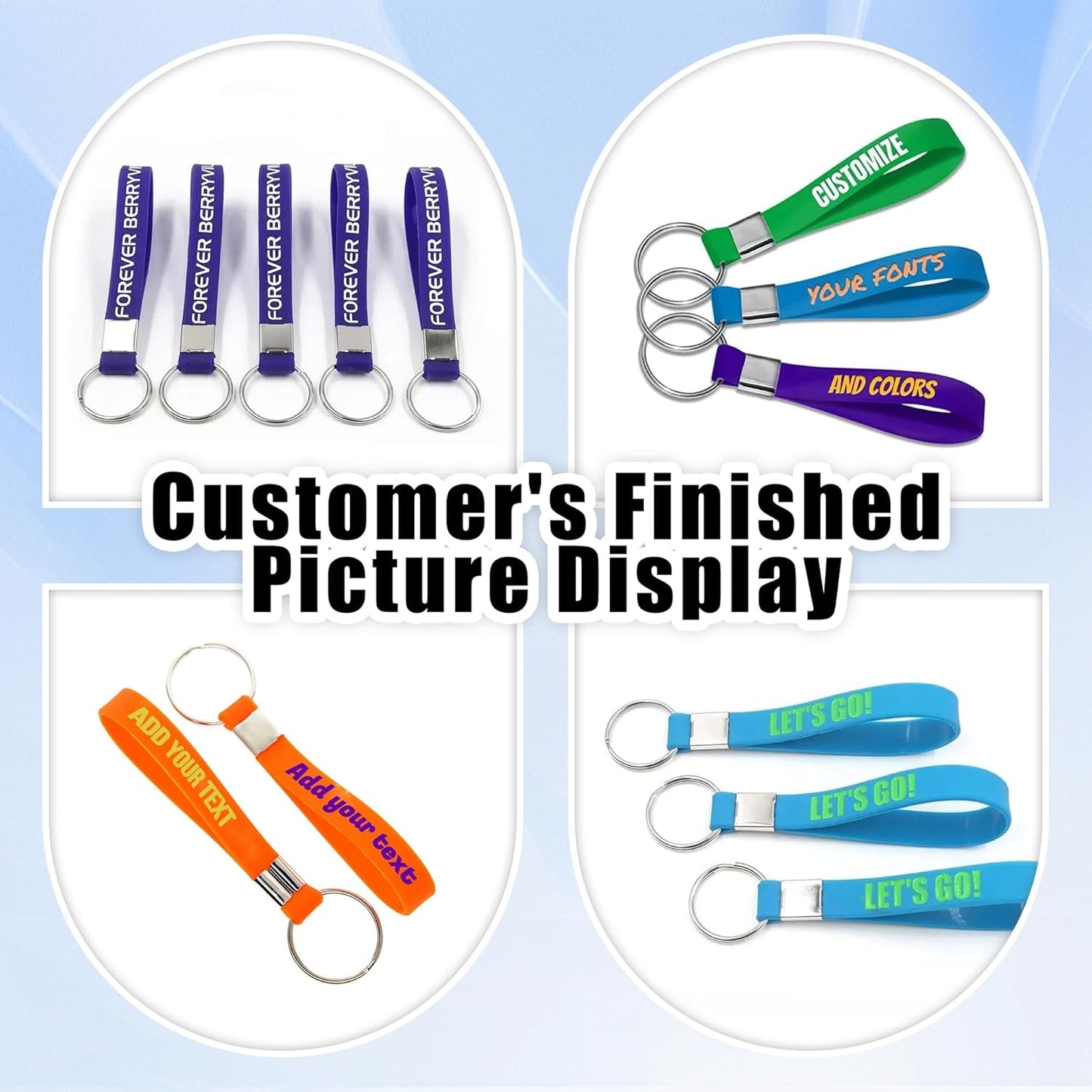 30-5000PCS Personalized Silicone Keychains Custom Bulk With Text/Logo，Customizable Rubber Keyring for Women Men Key