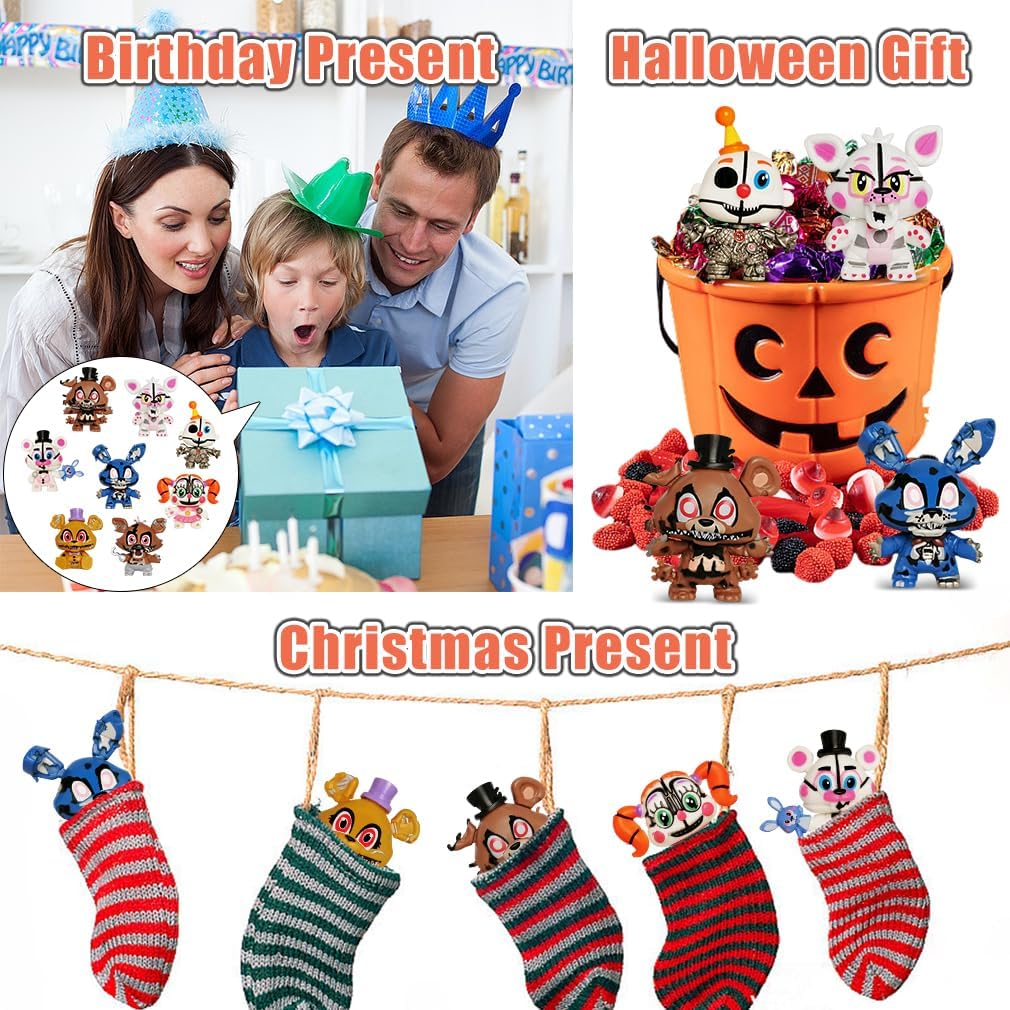 lasama Action Figures, 8Pcs Game Figurines Toys with 50PCS Sticker for Video Games Fans, 2.6 Inch Collectible Playset for Boys and Girls for Cake Toppers Decorations