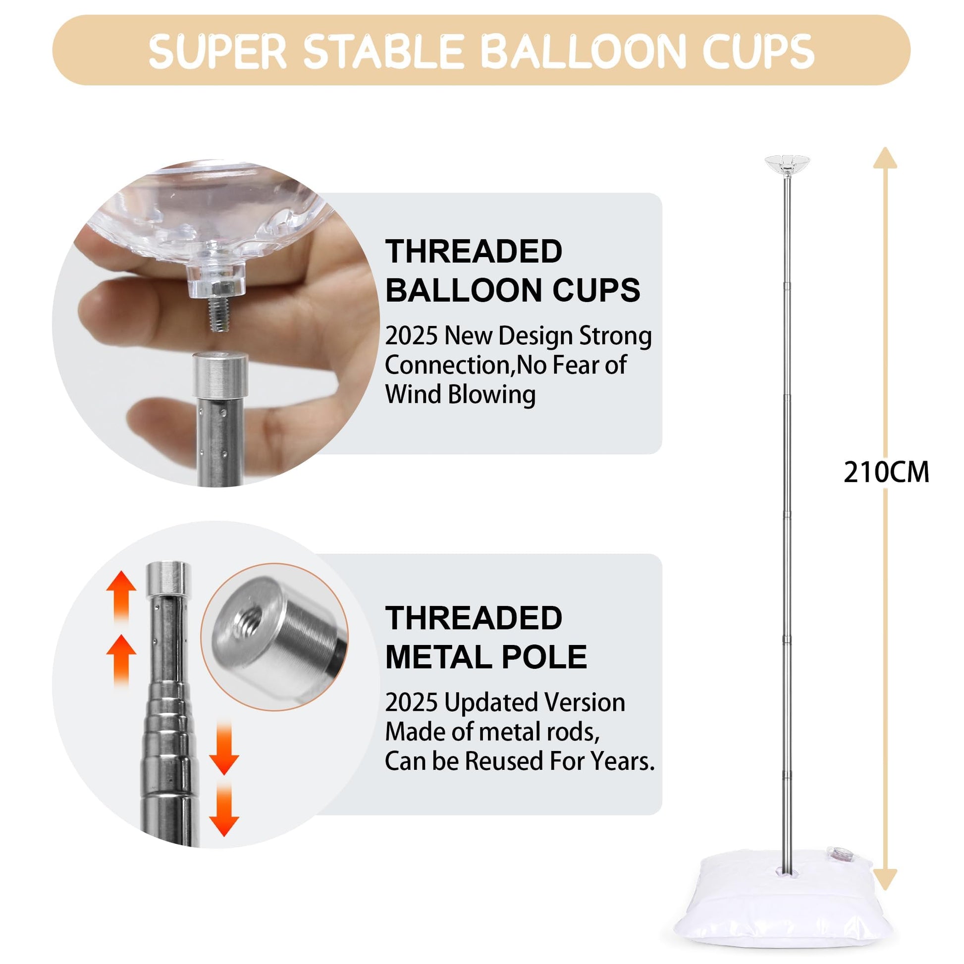 Toosci 2 Sets Balloon Column Stand Kit with Reusable Metal Telescopic