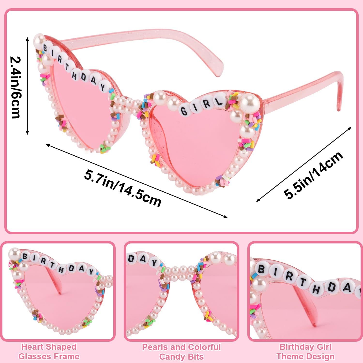 Atoden Birthday Girl Sash Glitter Headband Tiara Crown Sunglasses Pink Happy Birthday Decorations