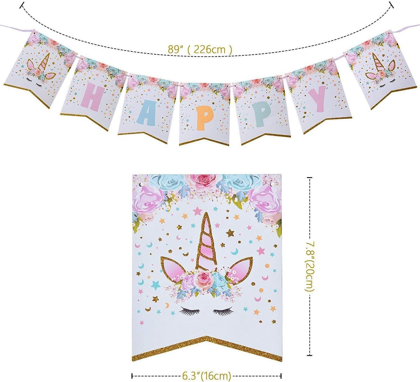 Kocici Unicorn Birthday Decorations, Rainbow Unicorn Party Supplies with Banner and Hanging Swirls