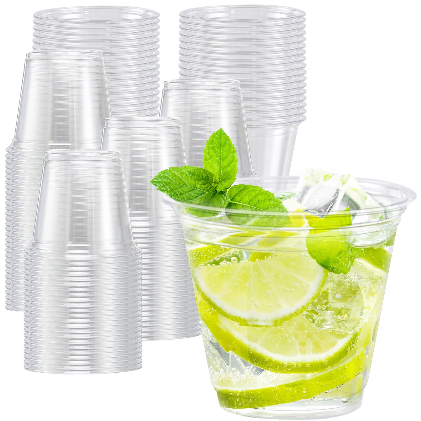 Lamosi 100 Pack 9 oz Clear Plastic Cups Disposable Cups
