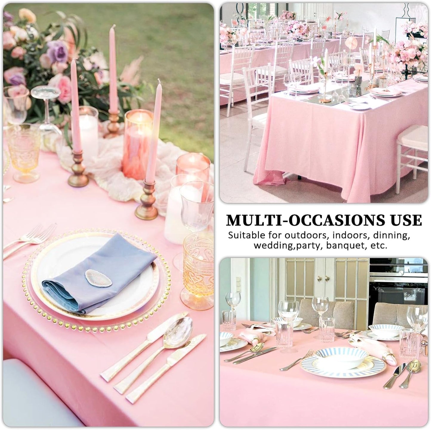 8 Pack Pink Tablecloth 60 x 126 Inch Rectangular Tablecloths for 8 Foot Rectangle Tables, Wrinkle Resistant Pink Table Cloth Washable Polyester Fabric Table Covers for Buffet Wedding Party Banquet