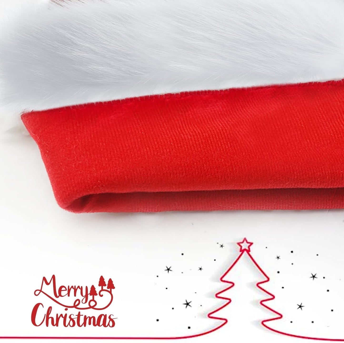 Santa Hat for Adults Christmas Hat Red Velvet Double-Layer Thickening Unisex Holiday Xmas Hats for New Year Festive Party
