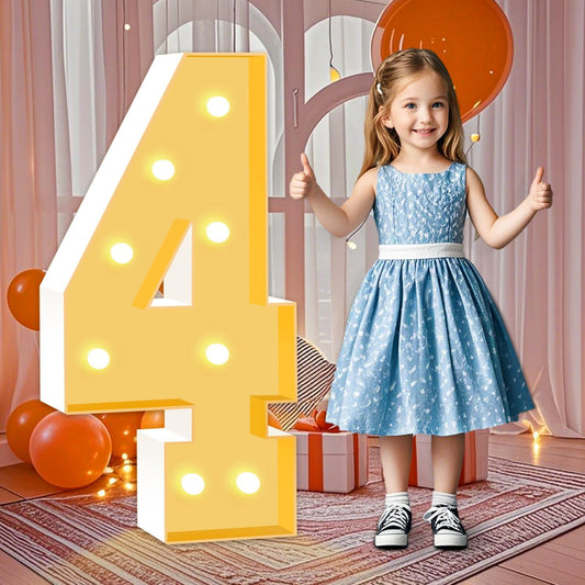 Marquee Numbers, 3 Feet Tall Light Up Numbers 4, Large Birthday Decorations Party Decor Anniversary Event Graduation Decoration for Boys Girls Teens Men Women