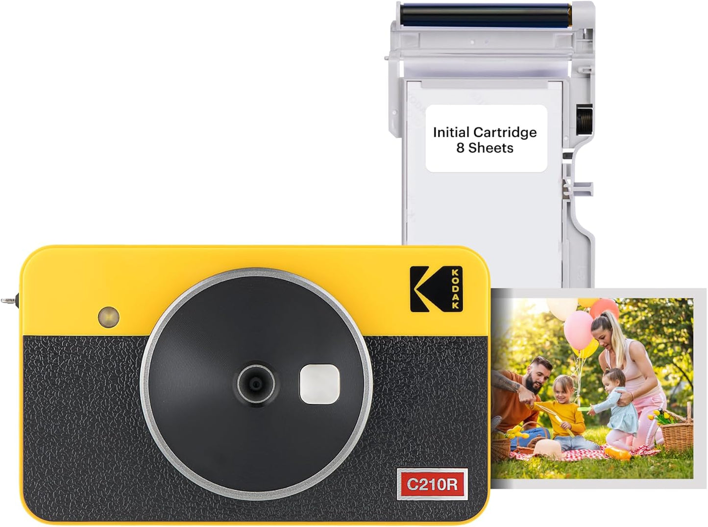 KODAK Mini Shot 2 Retro 4PASS 2-in-1 Instant Camera and Photo Printer (2.1x3.4 inches) + 8 Sheets, Yellow