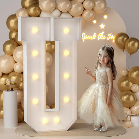 JoyMuse 4FT Marquee Light Up Letters,Large Marquee Letters 4 Feet Tall for Marry Me Proposal Decorations Big 4FT Letters with Lights for Baby Shower Party Decor, Letter U