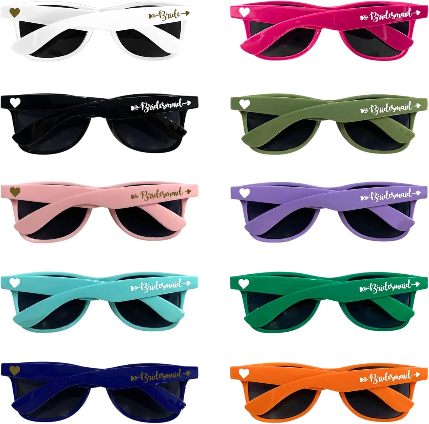 LADY&HOME 10 Pack Bachelorette Sunglasses,Bride Bridesmaid Sunglasses for Bachelorette Party Favors Bridesmaid Proposal Gifts (Multicolor)