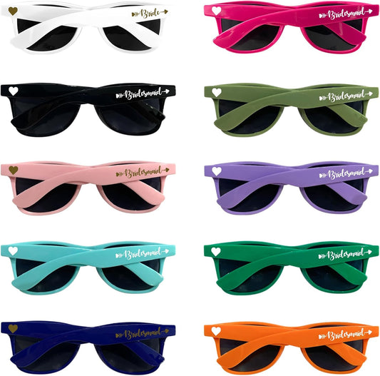 LADY&HOME 10 Pack Bachelorette Sunglasses,Bride Bridesmaid Sunglasses for Bachelorette Party Favors Bridesmaid Proposal Gifts (Multicolor)