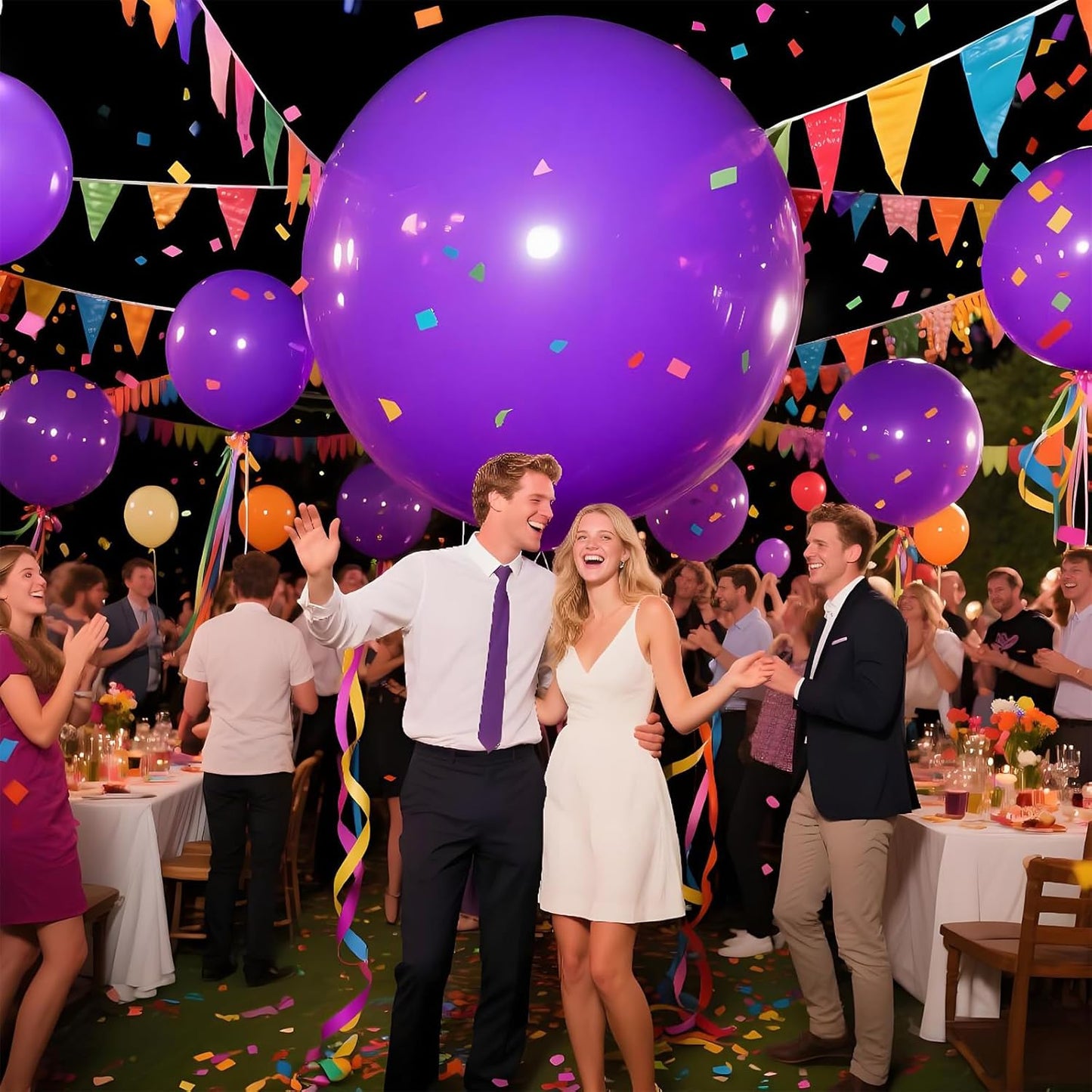 KAWKALSH Purple Balloons 9pcs, 36 Inch Large Balloons for Garland or Arch as Party Wedding Baby Shower Decorations