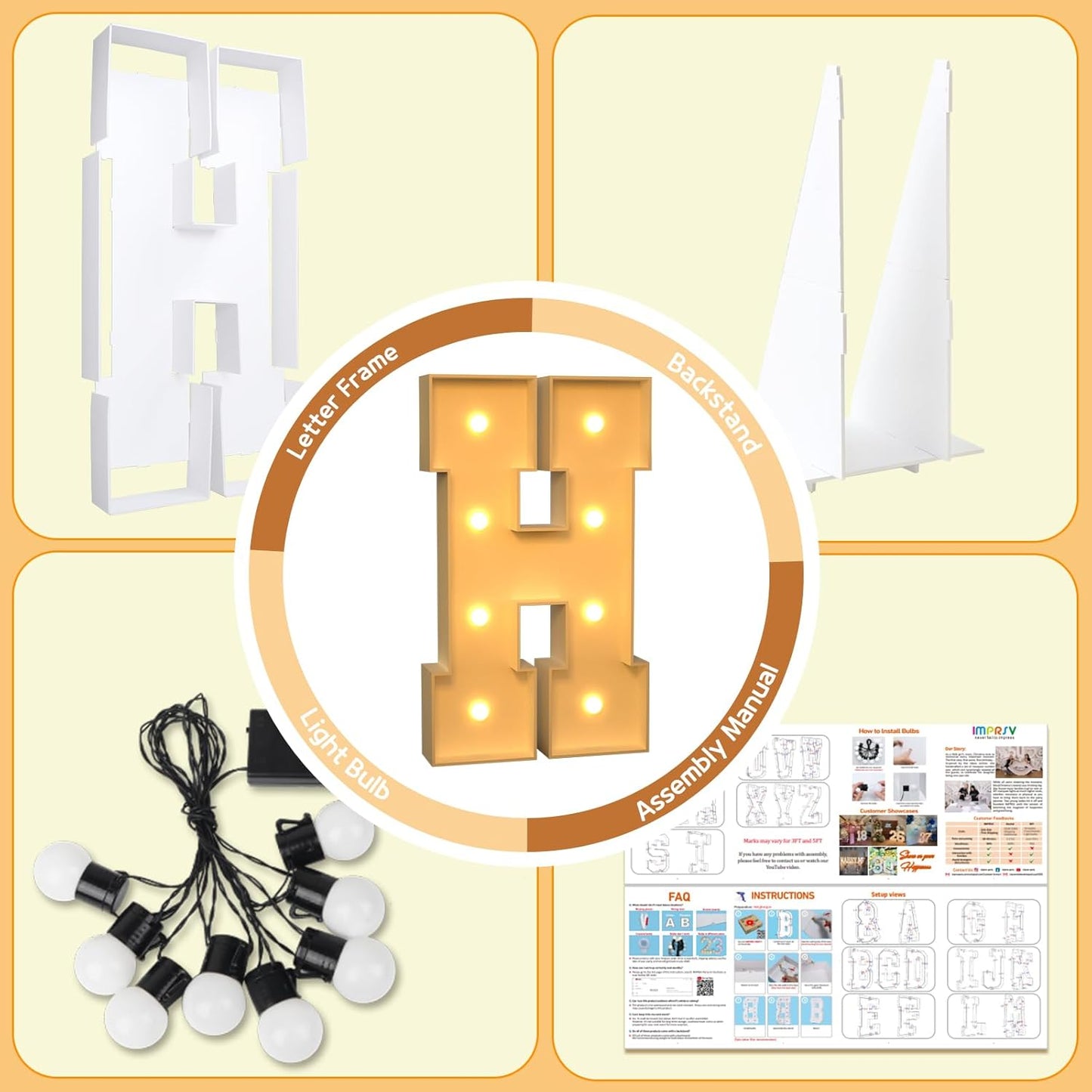 imprsv Marquee Light Up Letters, 3FT H for Birthday, Baby Shower, Wedding Decorations, Customizable Party Theme, Foam Board, All Ages, Not Foldable