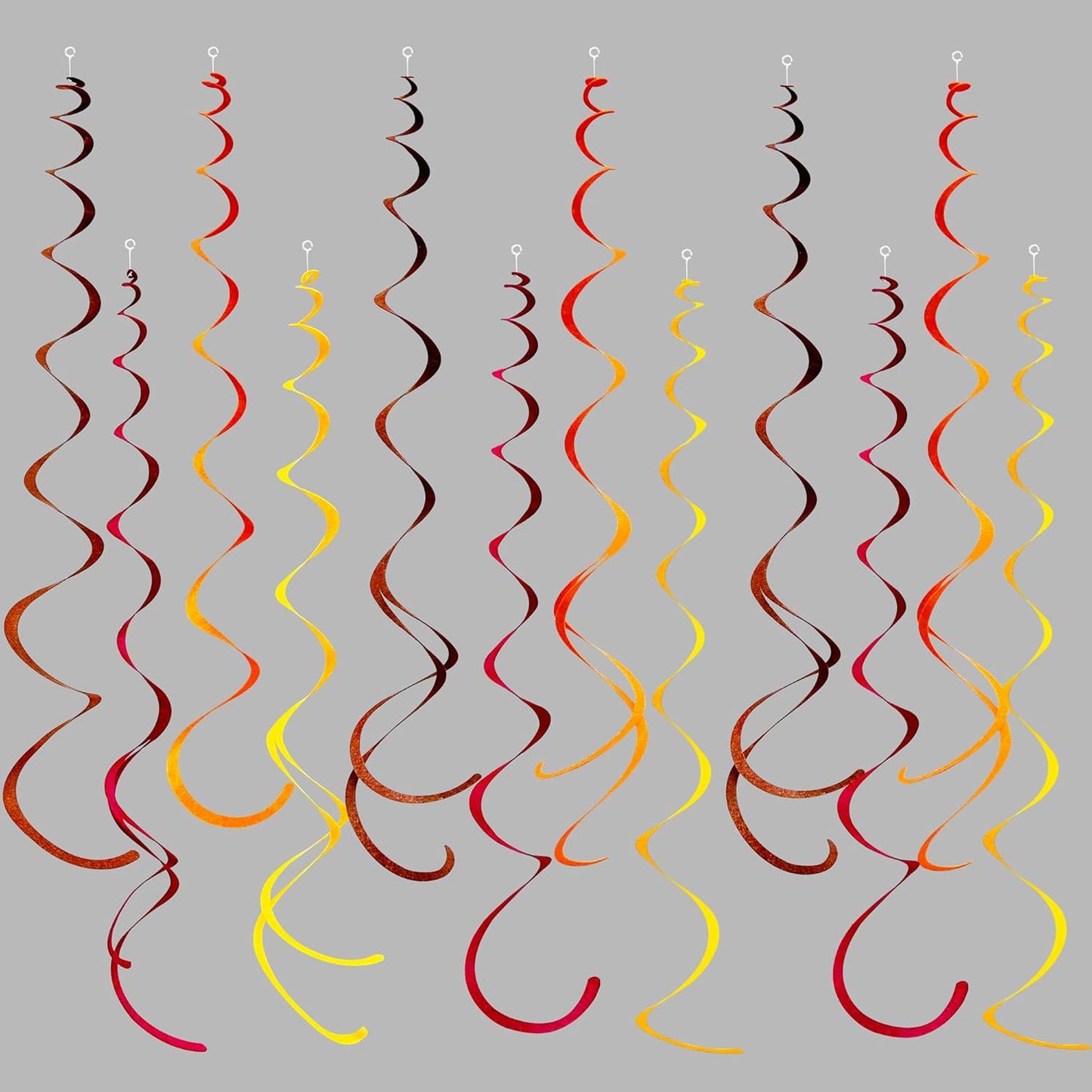 36 Pcs Fall Hanging Swirl Decorations Brown Burgundy Orange Yellow Felt Swirl Streamer Spiral Ceiling Decorations Garland for Autumn Thanksgiving Harvest Birthday Wedding Bridal Shower Party Supplies