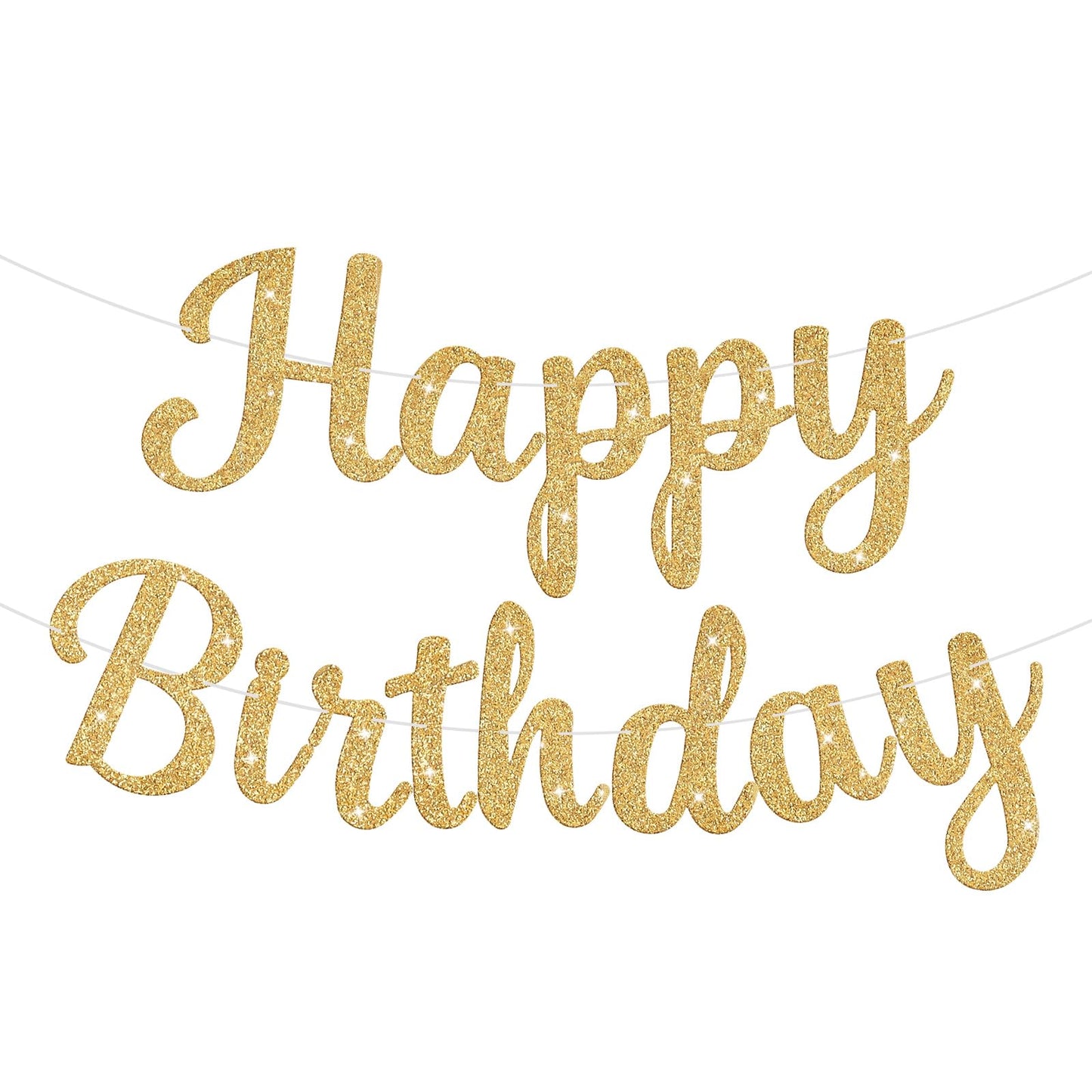 JHZMCRX Glitter Happy Birthday Banner Sign Birthday Garland Wall Door Banners Flag for Women Men