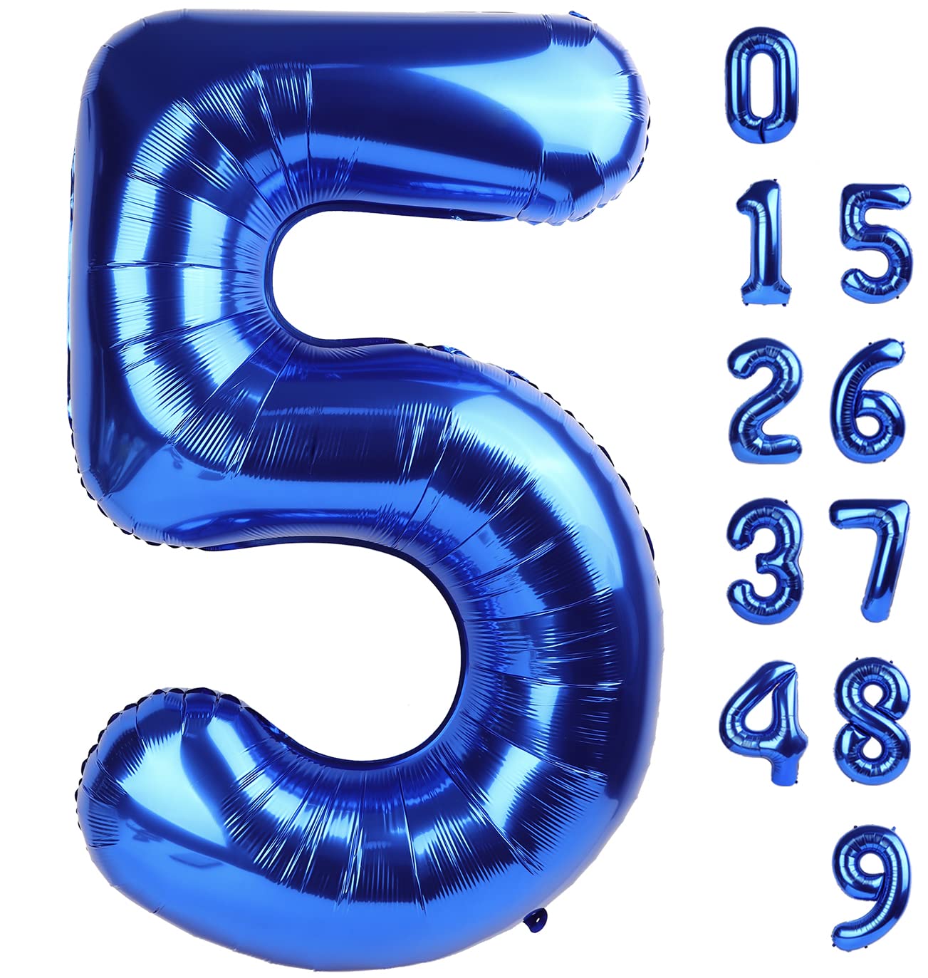 Number Balloons 5 Balloon Blue Birthday Decorations for Men Party, 40 Inch