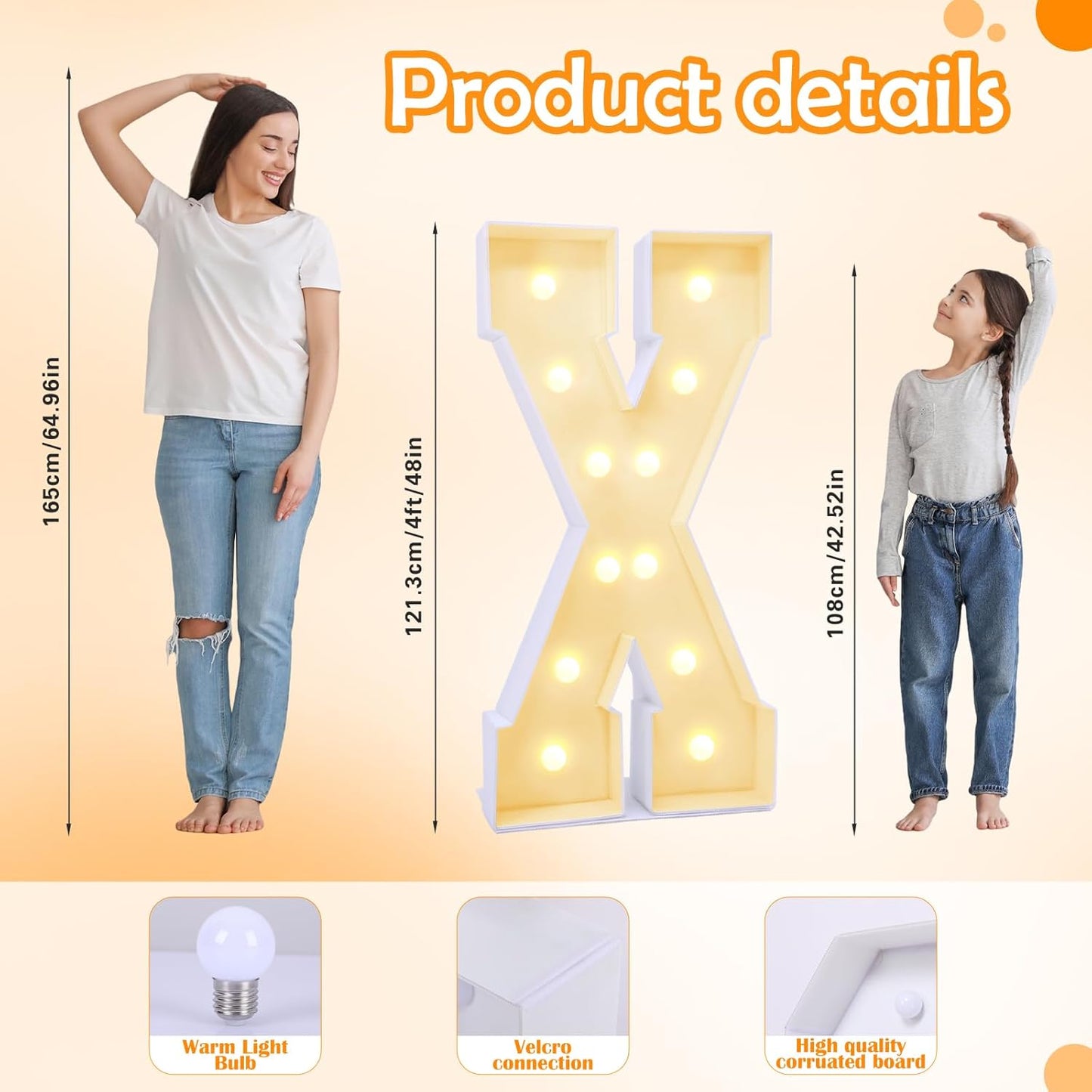 4ft Marquee for Letters X, Large Light up Letters, Multifunctional Large Marquee for Letters 4 Feet Tall for Party Decorations, Letter Balloons, Wedding Decor, Proposal Decorations (Letters X)