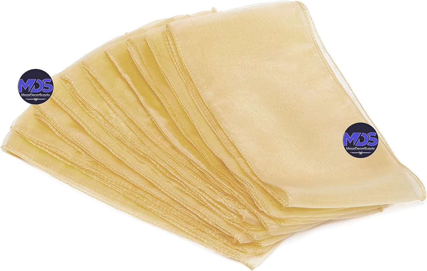 MDS Pack of 25 PCS Organza Chair Sashes Wider Dining Chair Bows Ribbon Tie Back for Wedding Party Birthday Bridal Shower Reception Event Banquet Home Chair Cover Decoration - Beige