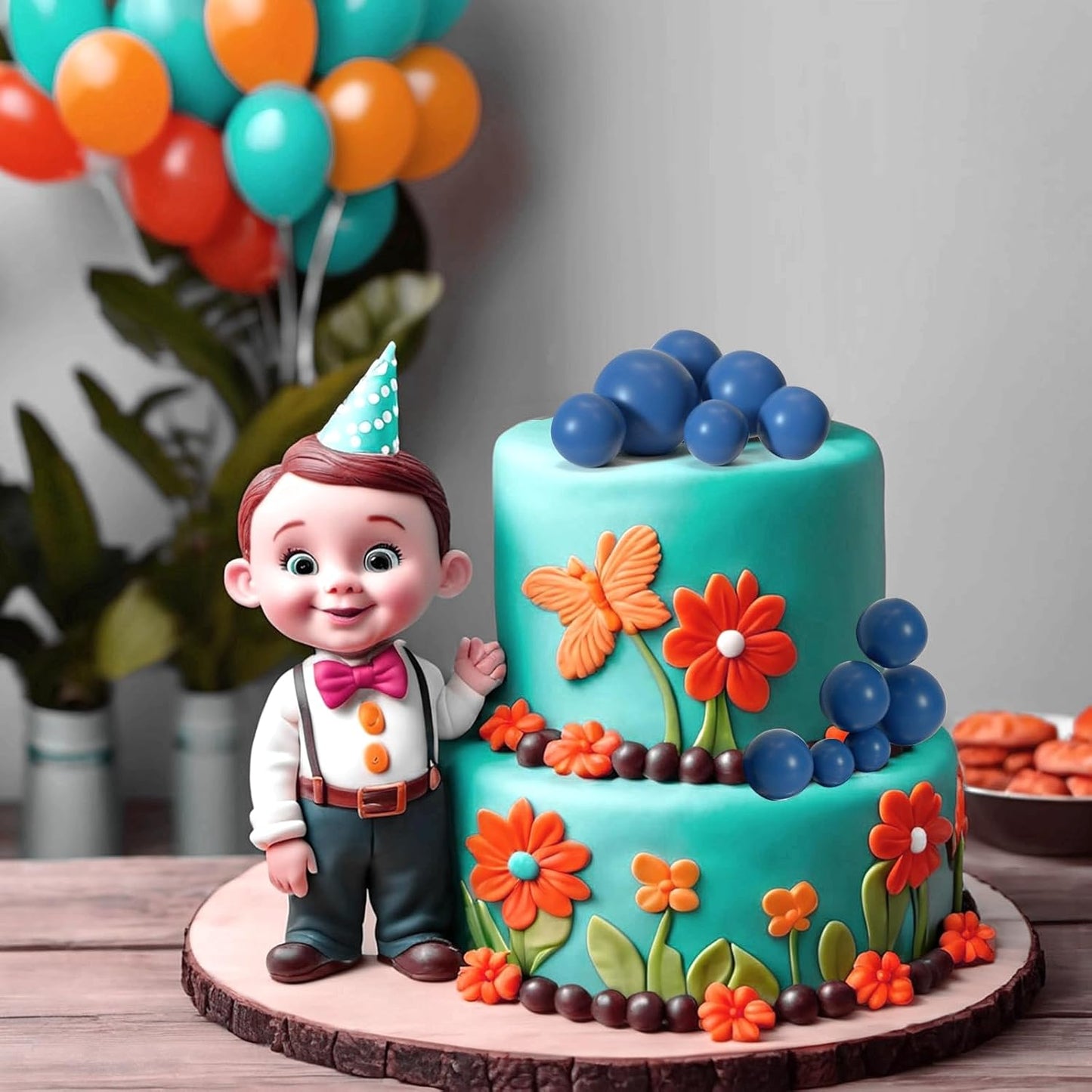 ASTARON 20 Pcs Ball Cake Topper Decorations Mini Balloons Cake Topper Sticks Royal Blue Balls Cake Picks for Graduation Wedding Birthday Cake Decorations