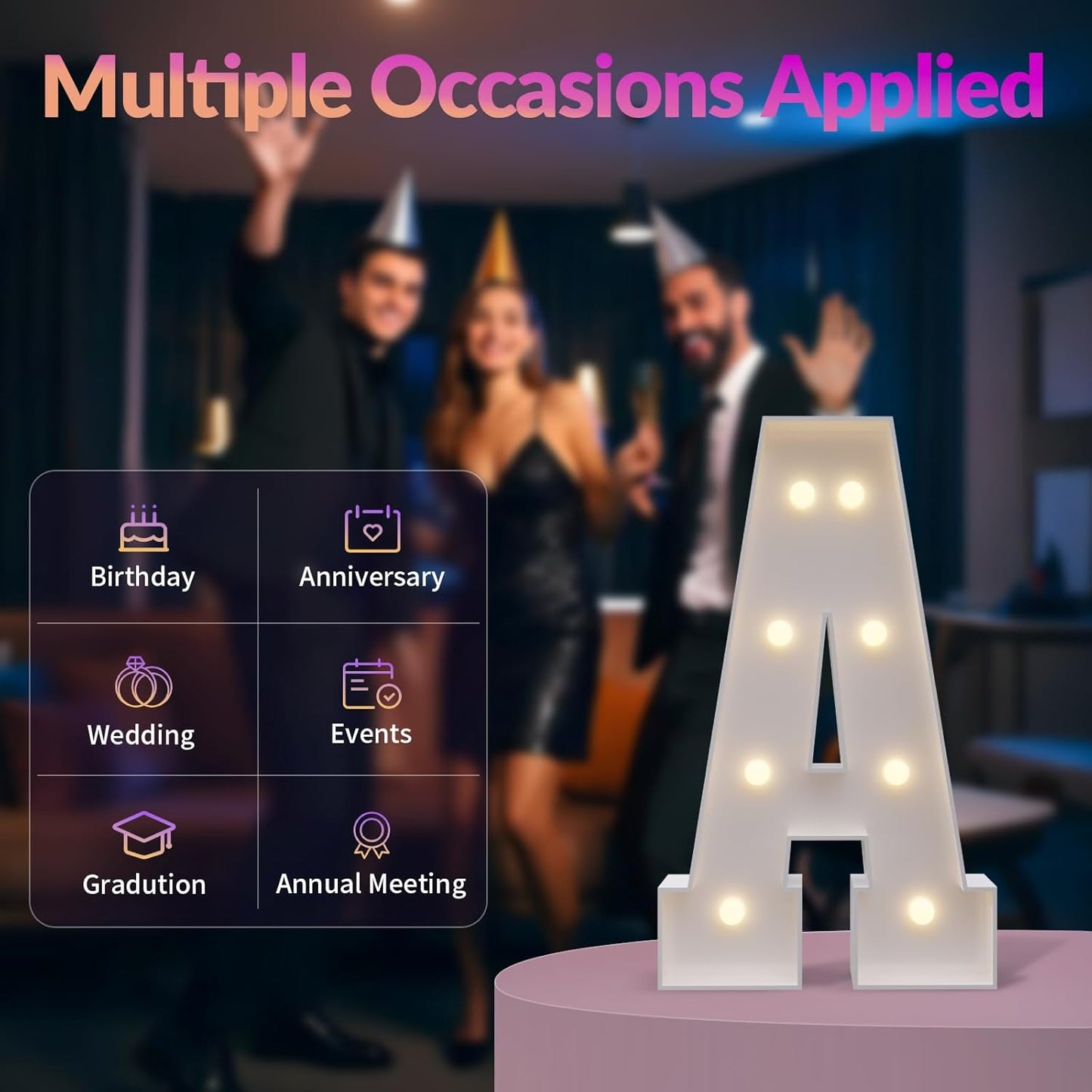 JoyMuse Marquee Letters 3 Feet Tall, Light Up Letters 3FT with Lights, Large Letters for Party, Letter L Light Up Letters for Baby Shower Wedding Proposal Graduation Birthday Decorations