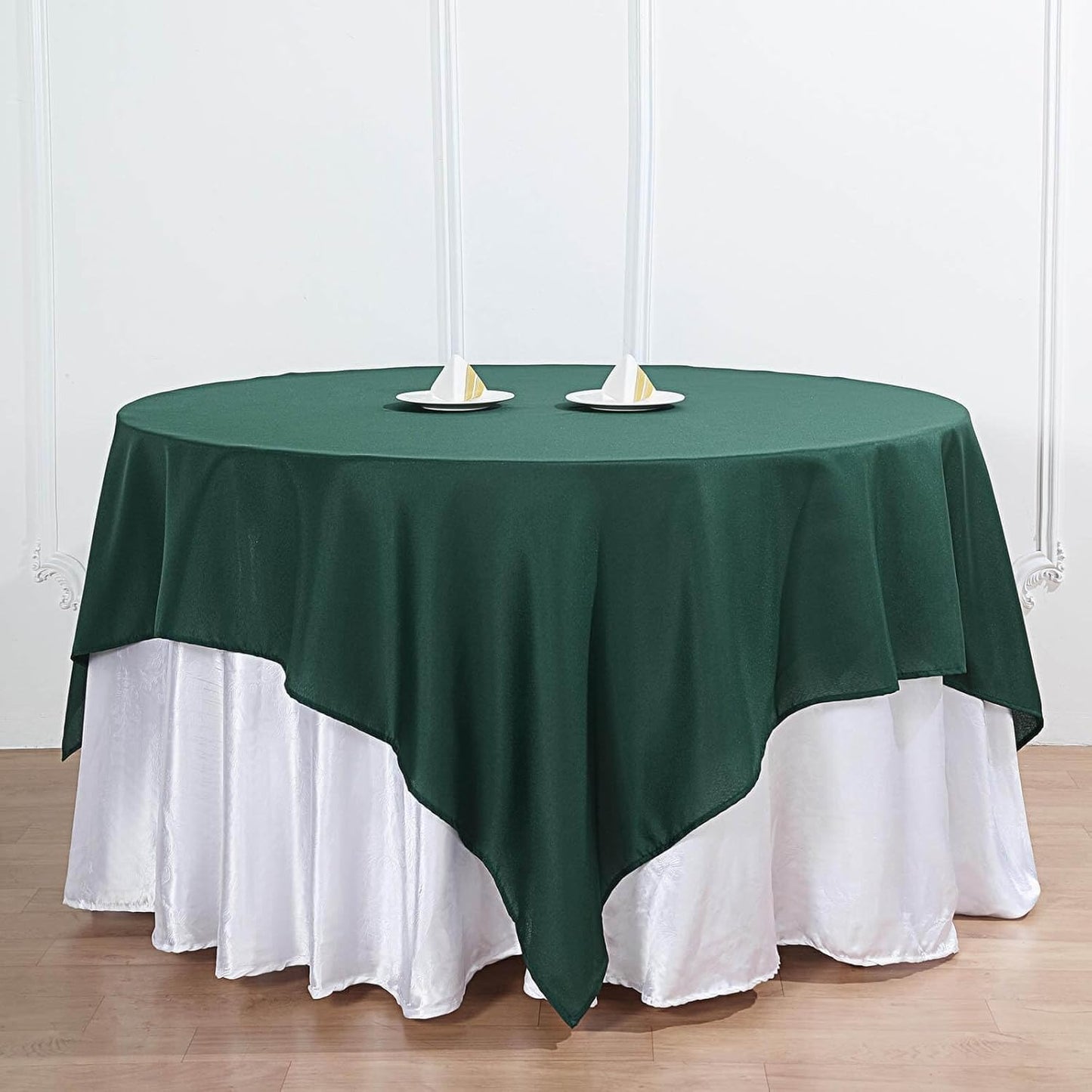 Efavormart 54x54 Hunter Emerald Green Wholesale Linens Seamless Polyester Square Tablecloth for Wedding Banquet Party Restaurant