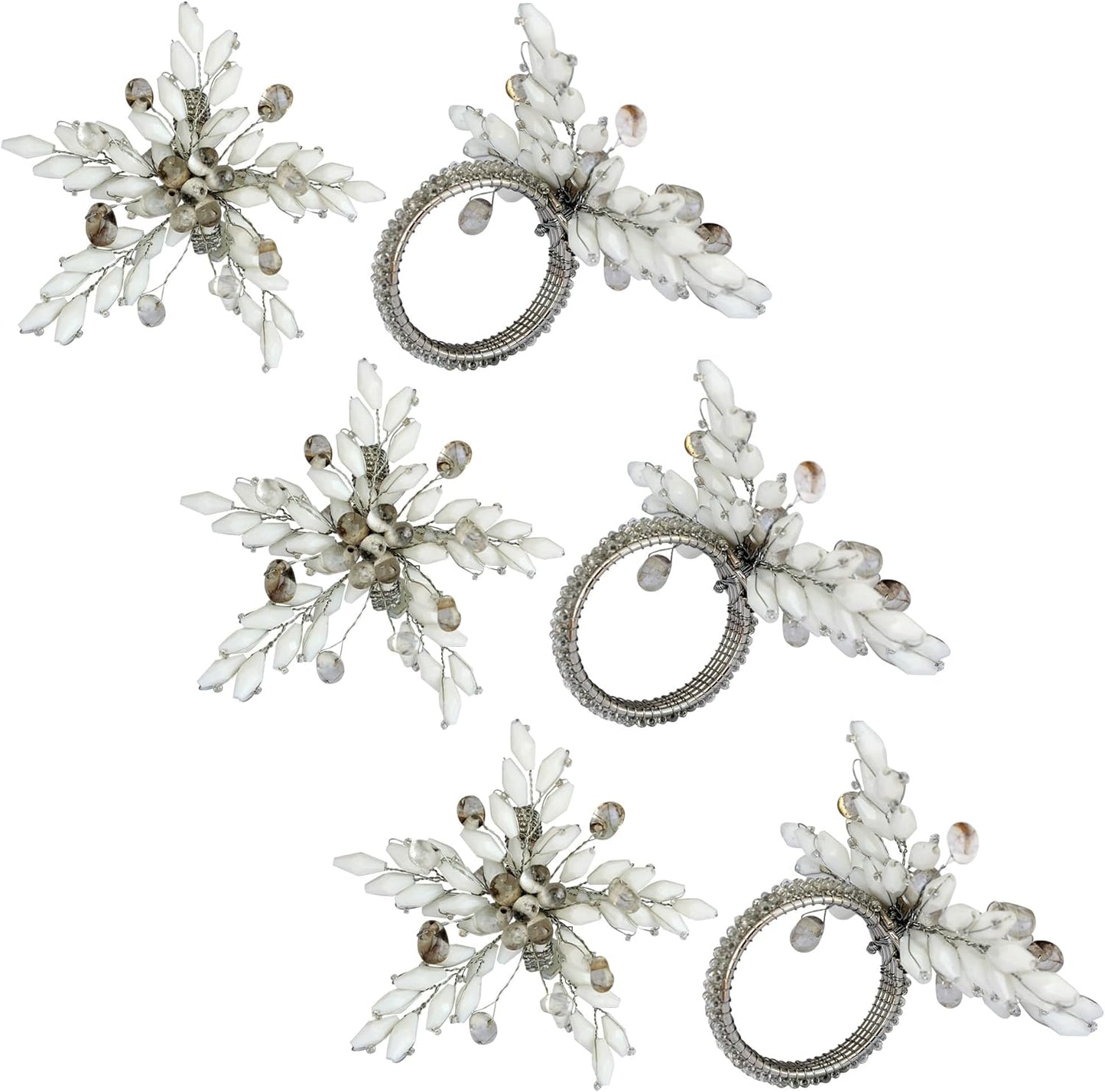 Napkin Rings Set of 12 for Dining Table Decoration Parties Everyday Metal Napkin Holder Leaf White (Pack of 12)