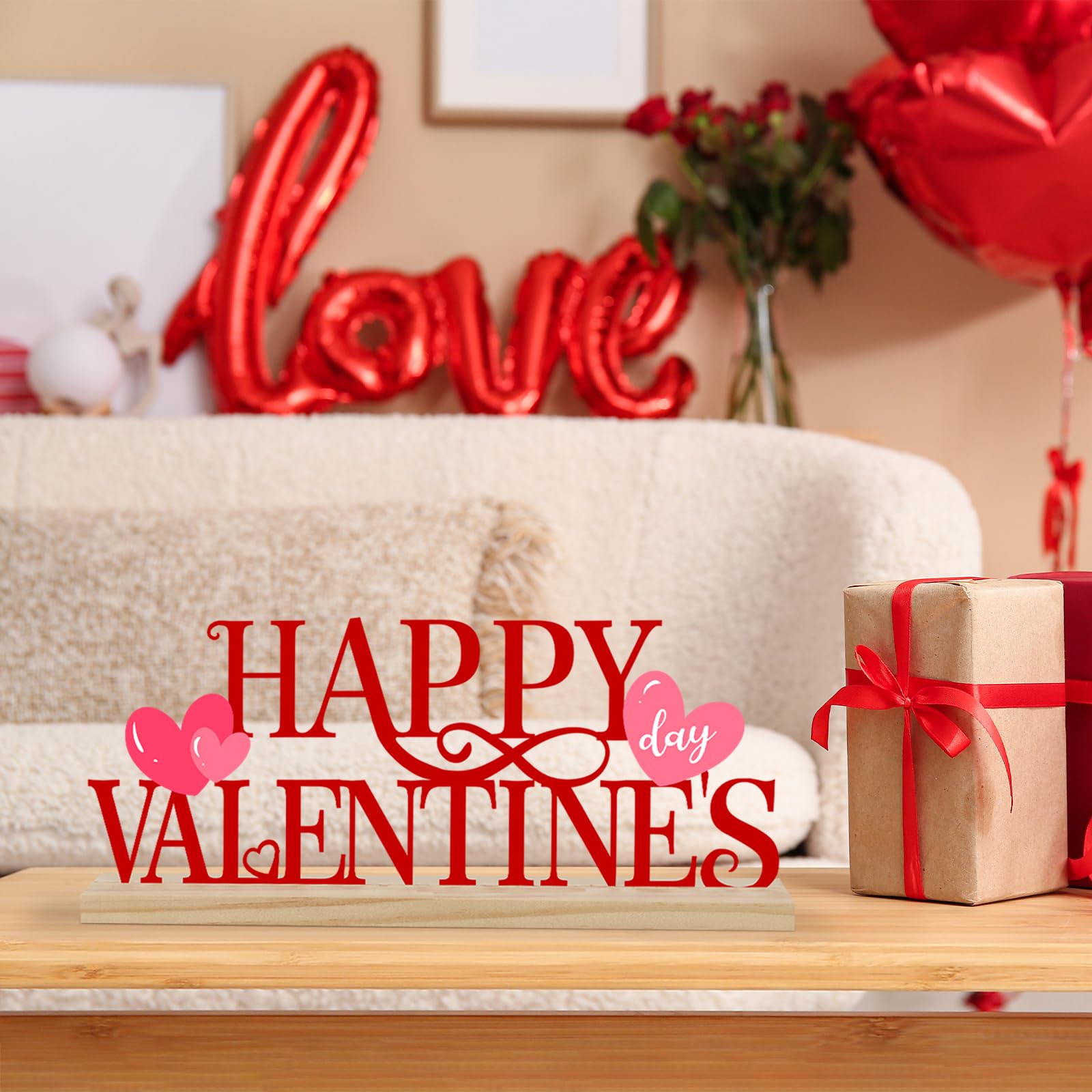 COCHIE Metal Happy Valentine's Day Sign, Valentines Day Decorations for Home, Party, Shelf, Mantel