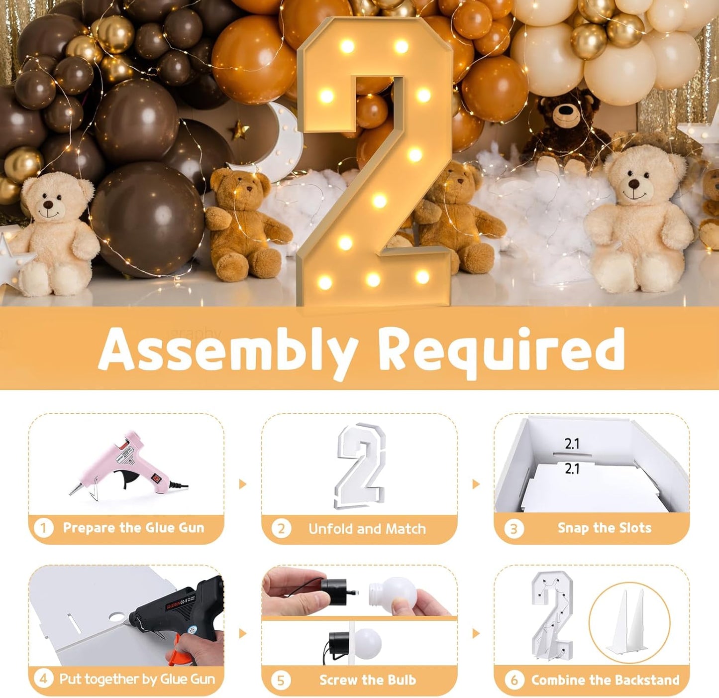 imprsv 4FT Marquee Numbers,DIY Marquee Numbers for 21st Birthday Decorations, Party Party Decorations,Anniversary Party Decor,Mosaic Number for Balloons Number 2,Pre-Cut Foam Board Kit