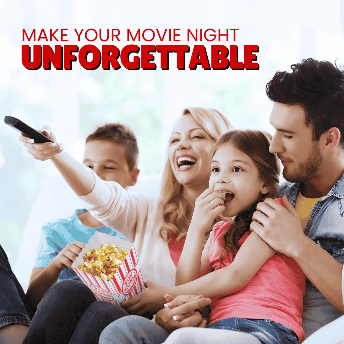 ZEEGO0 20-Pack Popcorn Boxes, Sturdy and Durable Popcorn Bucket, 7.75in Tall Large Capacity Popcorn Containers, Cups & Bowls, Convenient Movie Night Supplies, Perfect for Families, Parties, Carnivals