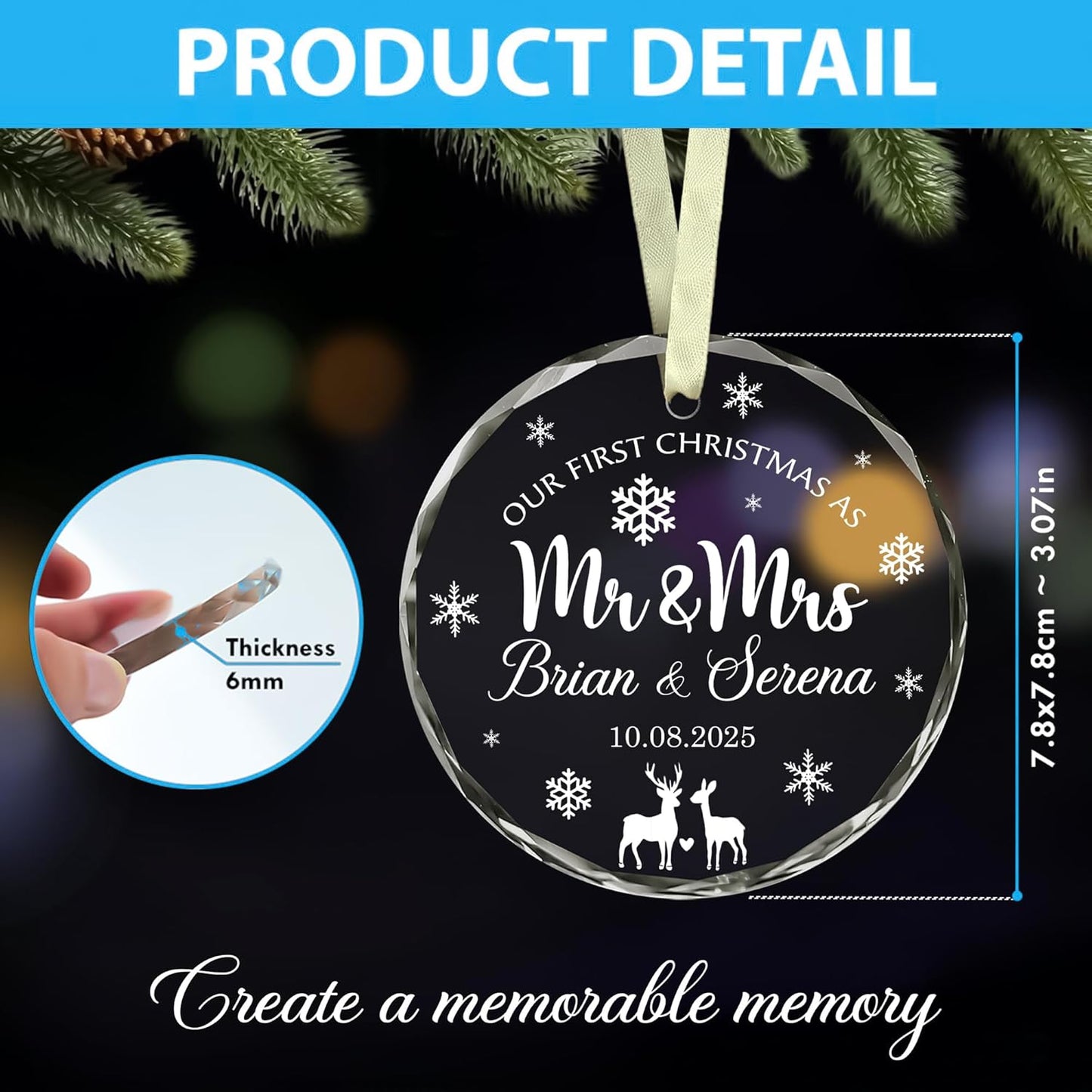 Personalized Our First Christmas As Mr Mrs Christmas Ornament - Ornaments Wedding Gifts For Couples Married - Wedding Gifts For Newlywed Couple, Bride And Groom, Bridal Shower Gift