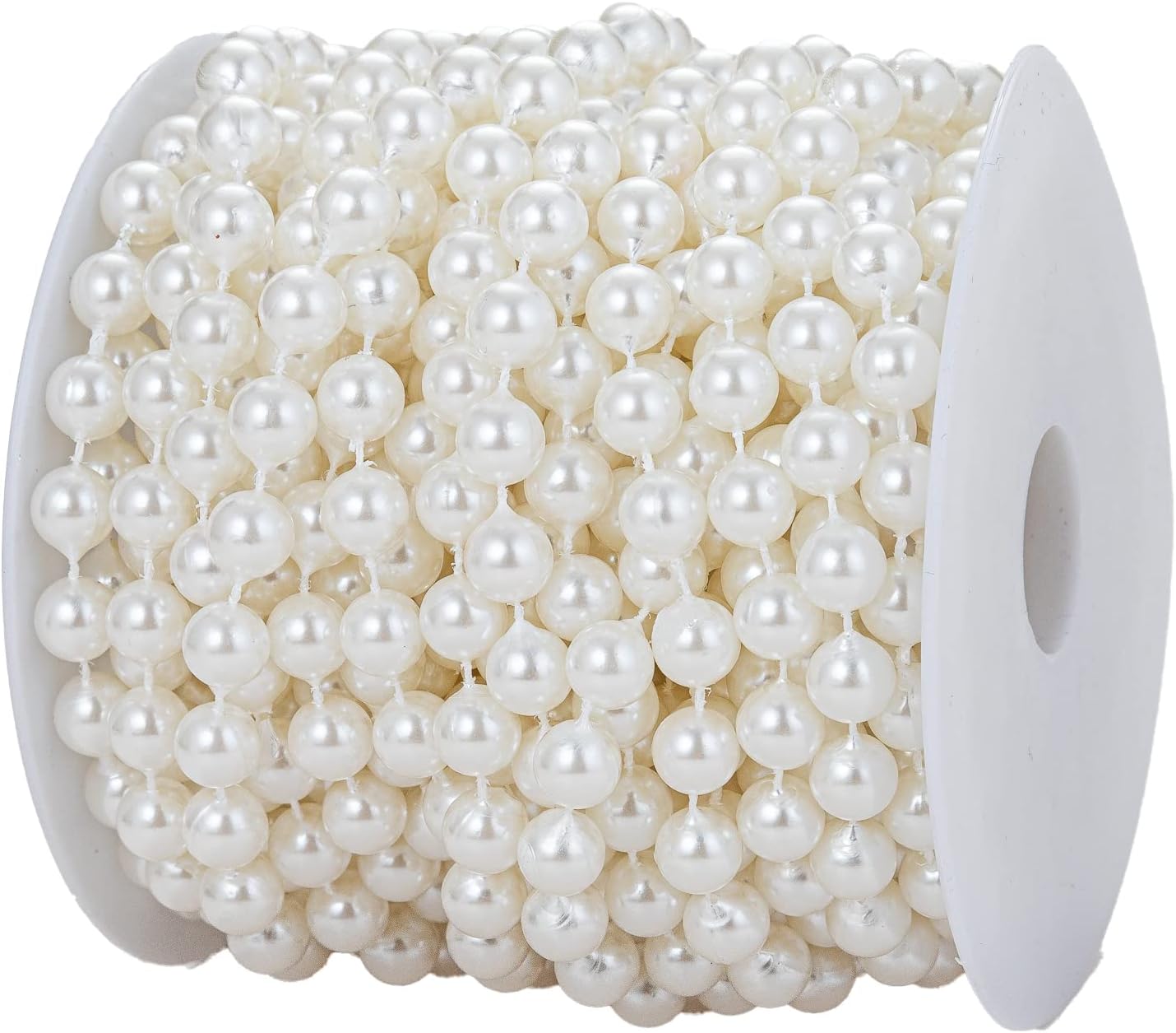 8mm Crafts Faux Pearl Beads Garland Pearl Bead Roll Strand of Pearls to Decorate Floral Centerpieces Wedding Party Favor Christmas Tree(33 Feet Ivory)