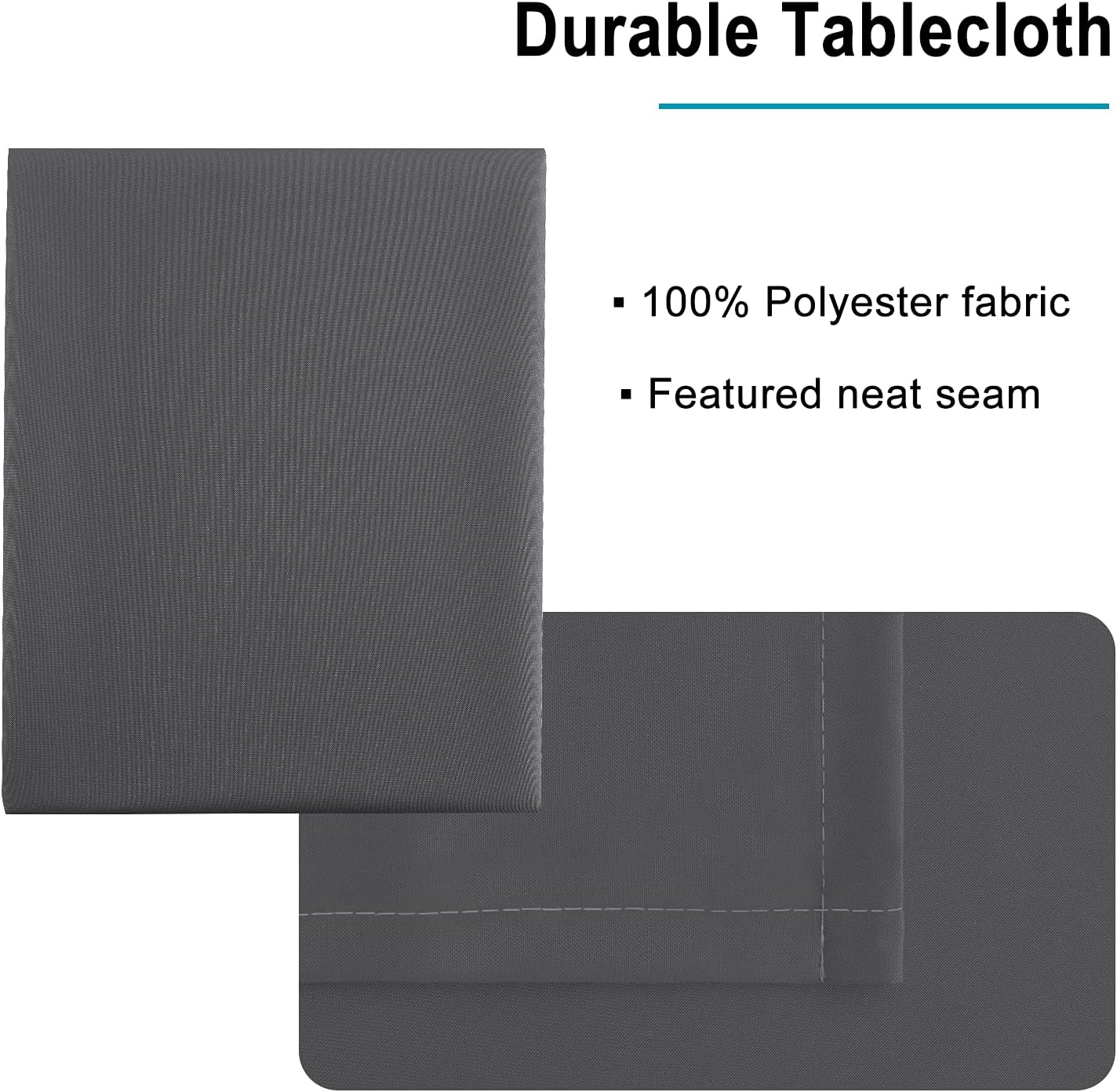 Hiasan Grey Square Tablecloth - Waterproof and Spillproof Washable Fabric Table Cloth for Dining Room Kitchen, 60 x 60 Inch