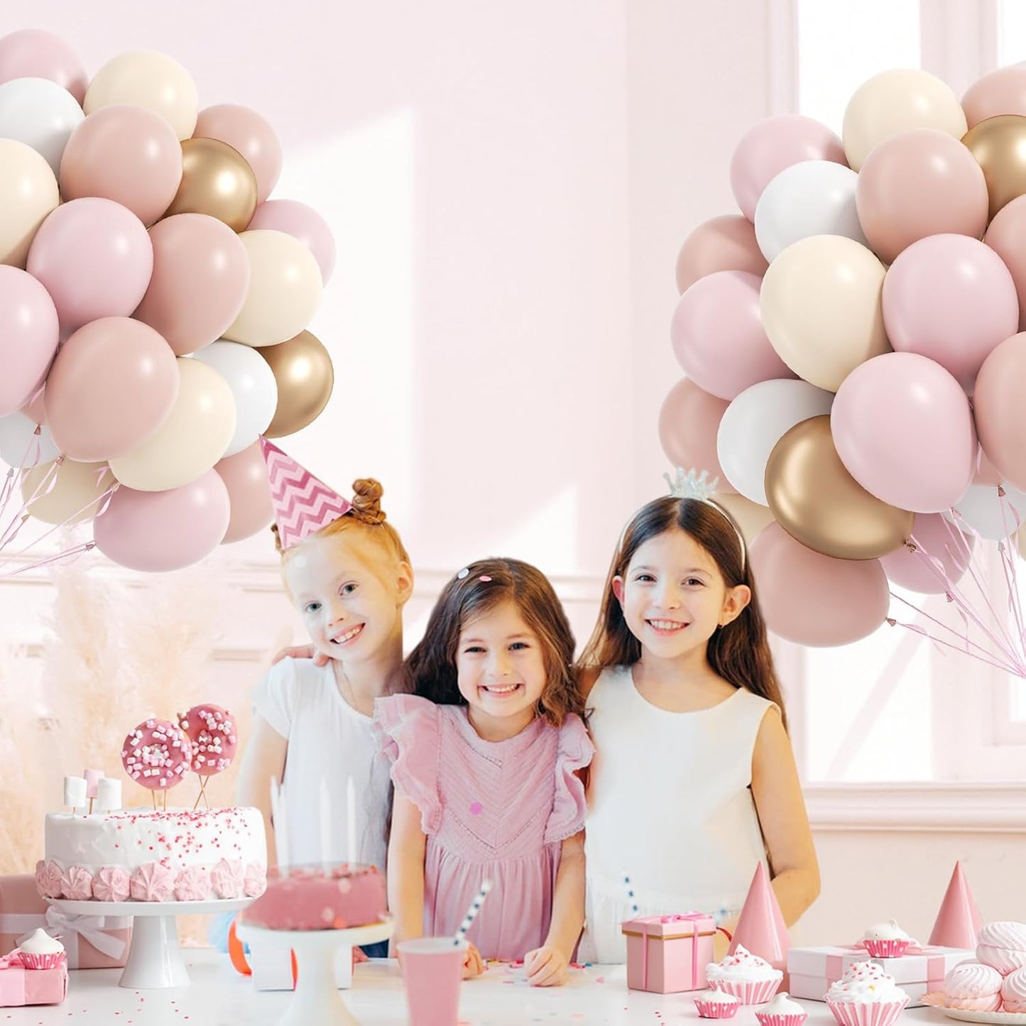 60pcs Dusty Pink Balloons 12inch with Pastel Pink Sand White Metallic Gold Balloons for Bridal Baby Shower Birthday Party Decorations