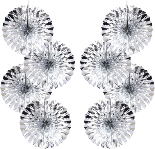 Silver Birthday Decorations,DIY Silver Paper Fans Hanging Decoration ,DecoracióN De CumpleañOs para Hombre,Wedding Decorations for Party 12in,Birthday Decorations for Men 30 Color DIY Set (Silver)
