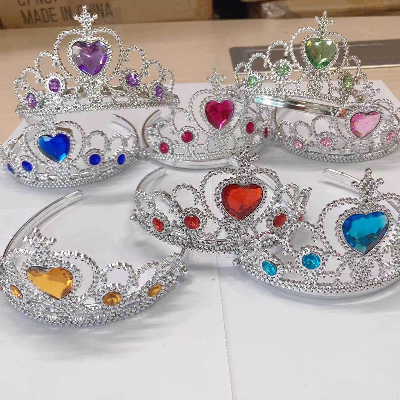S & E TEACHER'S EDITION 8 Pcs Tiaras Crown Set for Girls, 8 Colors