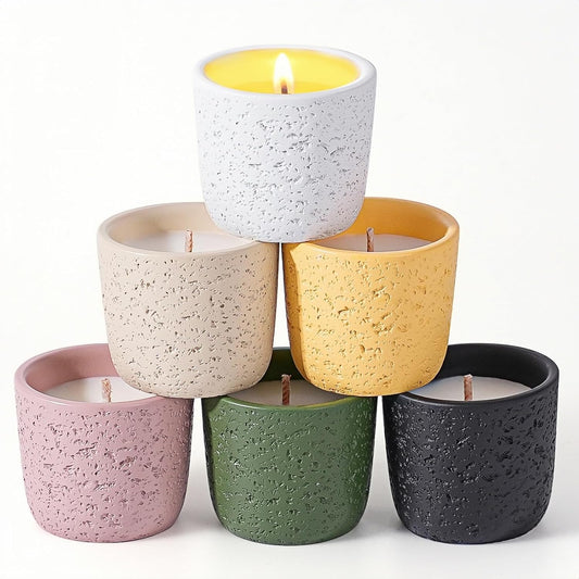 Viyffo Scented Candle Set of 6, Natural Soy Wax with Essential Oils, Long Lasting Aromatherapy Candles in Small Ceramic Jars, Perfect for Home, Relaxation, Meditation, Bath & Holiday Gifts