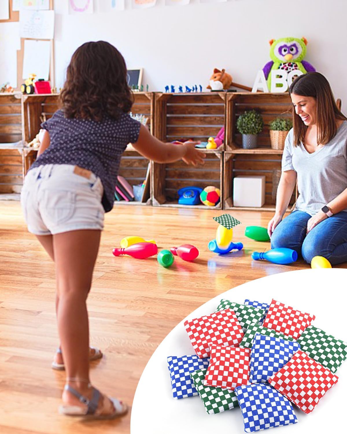 TINDTOP Mini Bean Bags for Tossing - 3.1" x 3.1", Cornhole Outdoor Toss Gaming Colorful Canvas Bean Bags Carnival Games Kids Beanbags Throwing Games for Kids